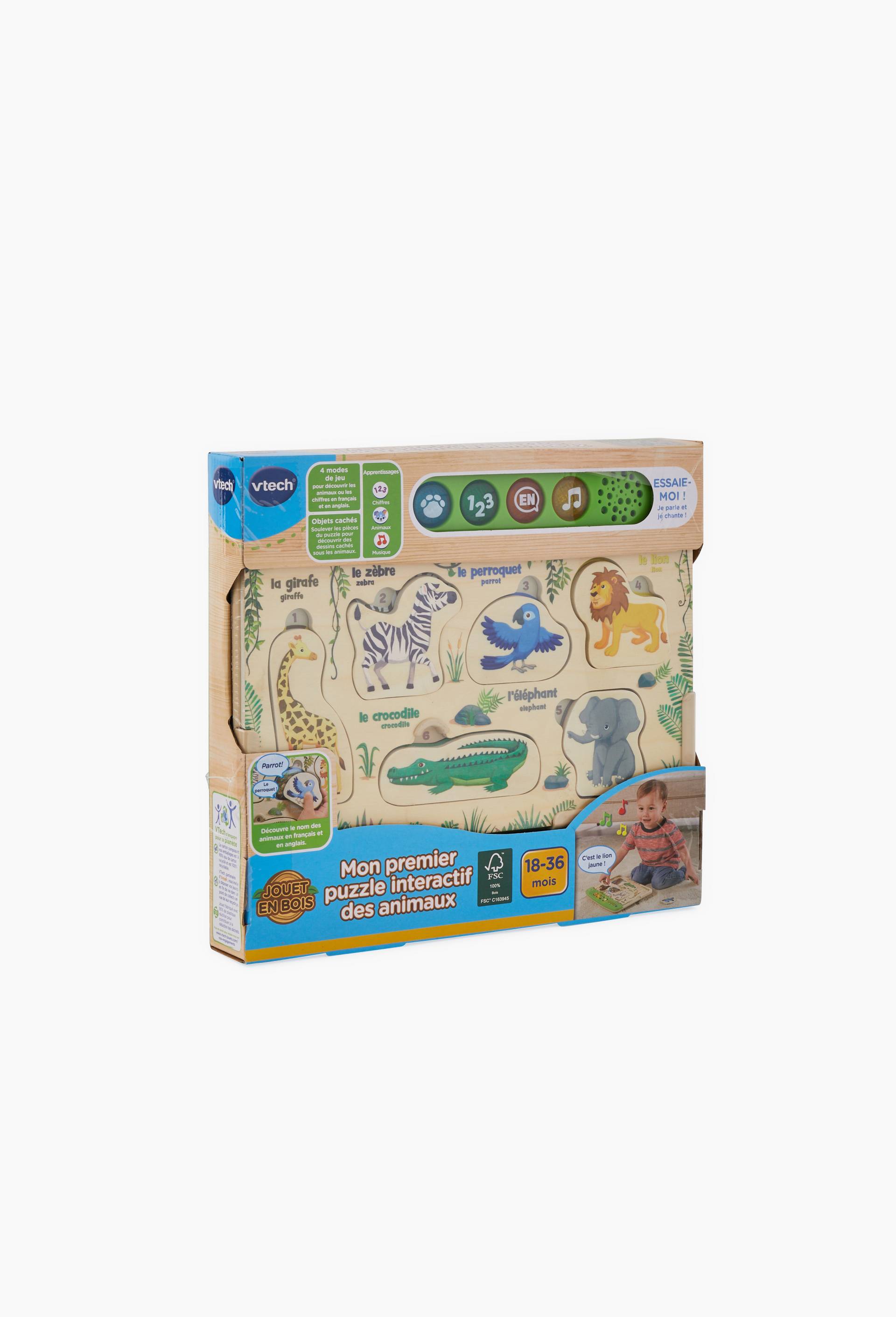 Mon premier puzzle interactif des animaux en bois, Brun clair, large image number 0