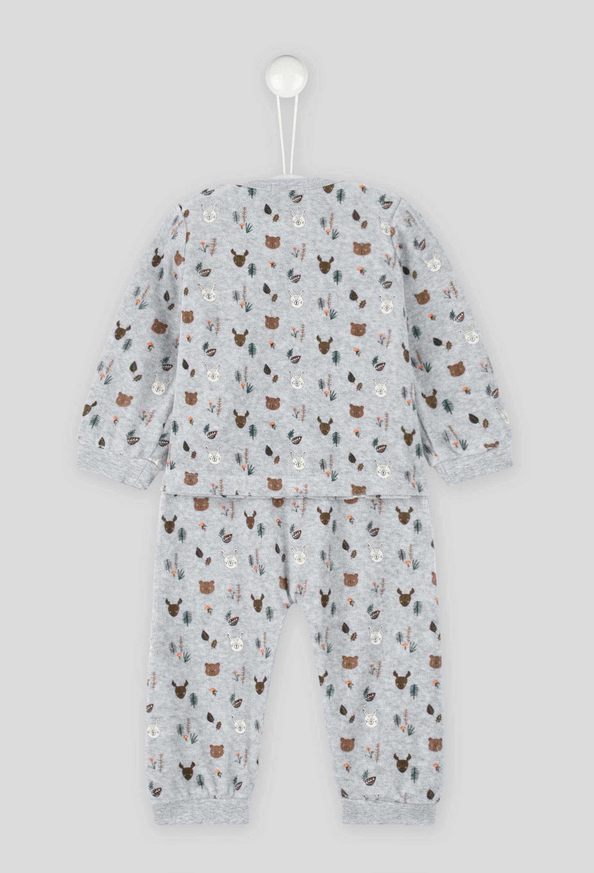 Pyjama en velours imprim{, Gris, large image number 1.0
