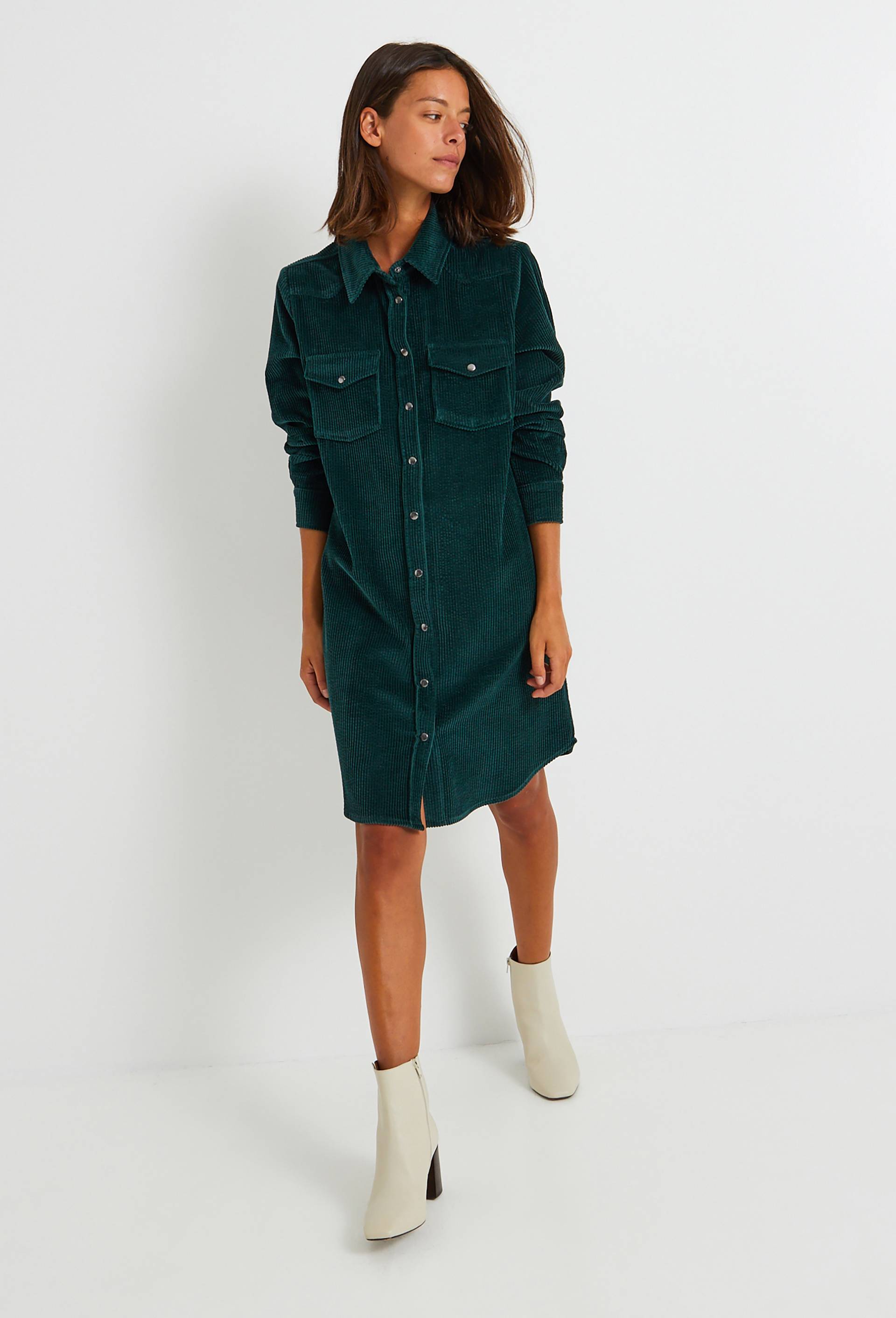 Robe Chemise Chemise Femme En Velours Avec Robes Chemises Femme