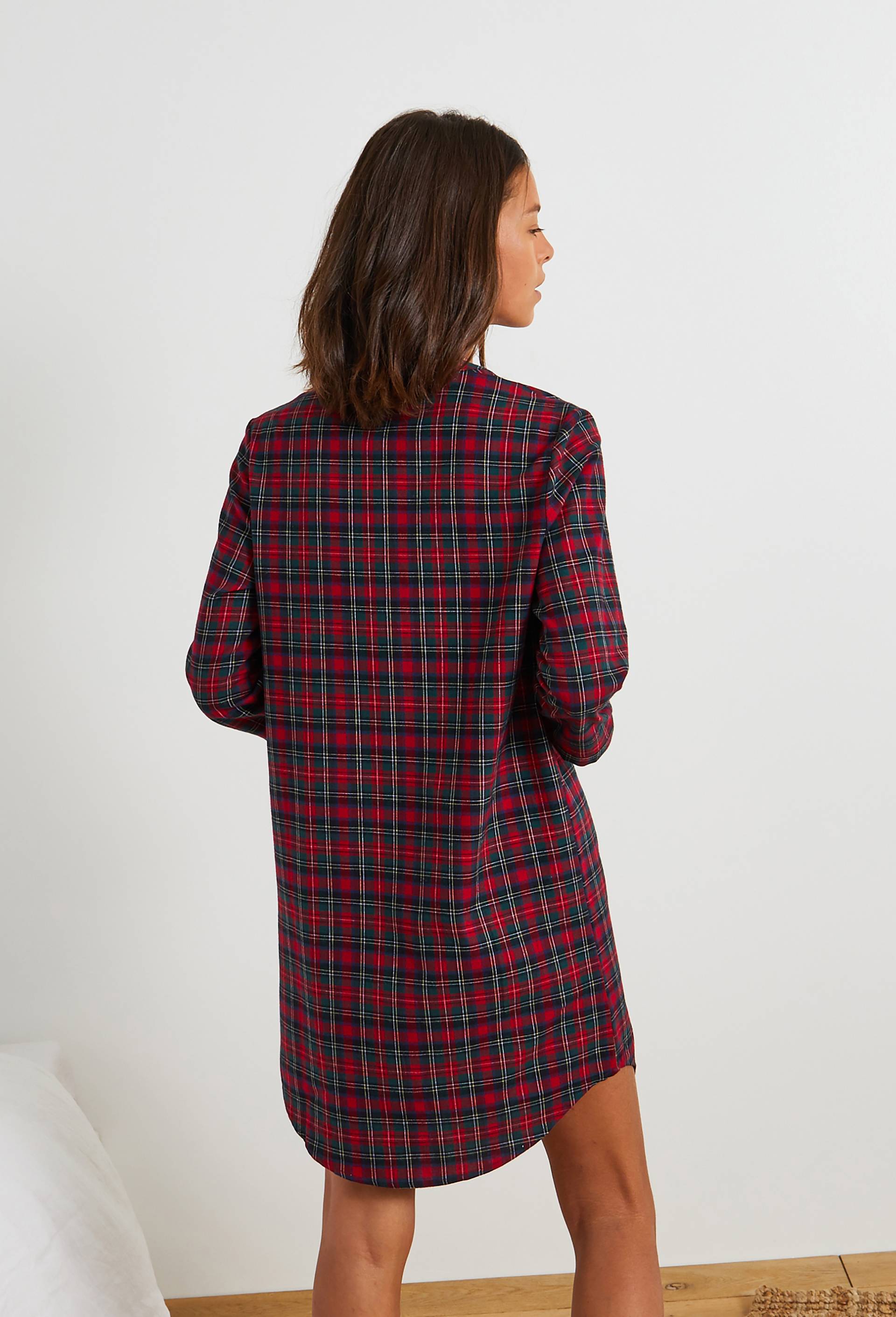 Chemise de nuit à carreaux certifié OEKOTEX, Rouge, large image number 1.0