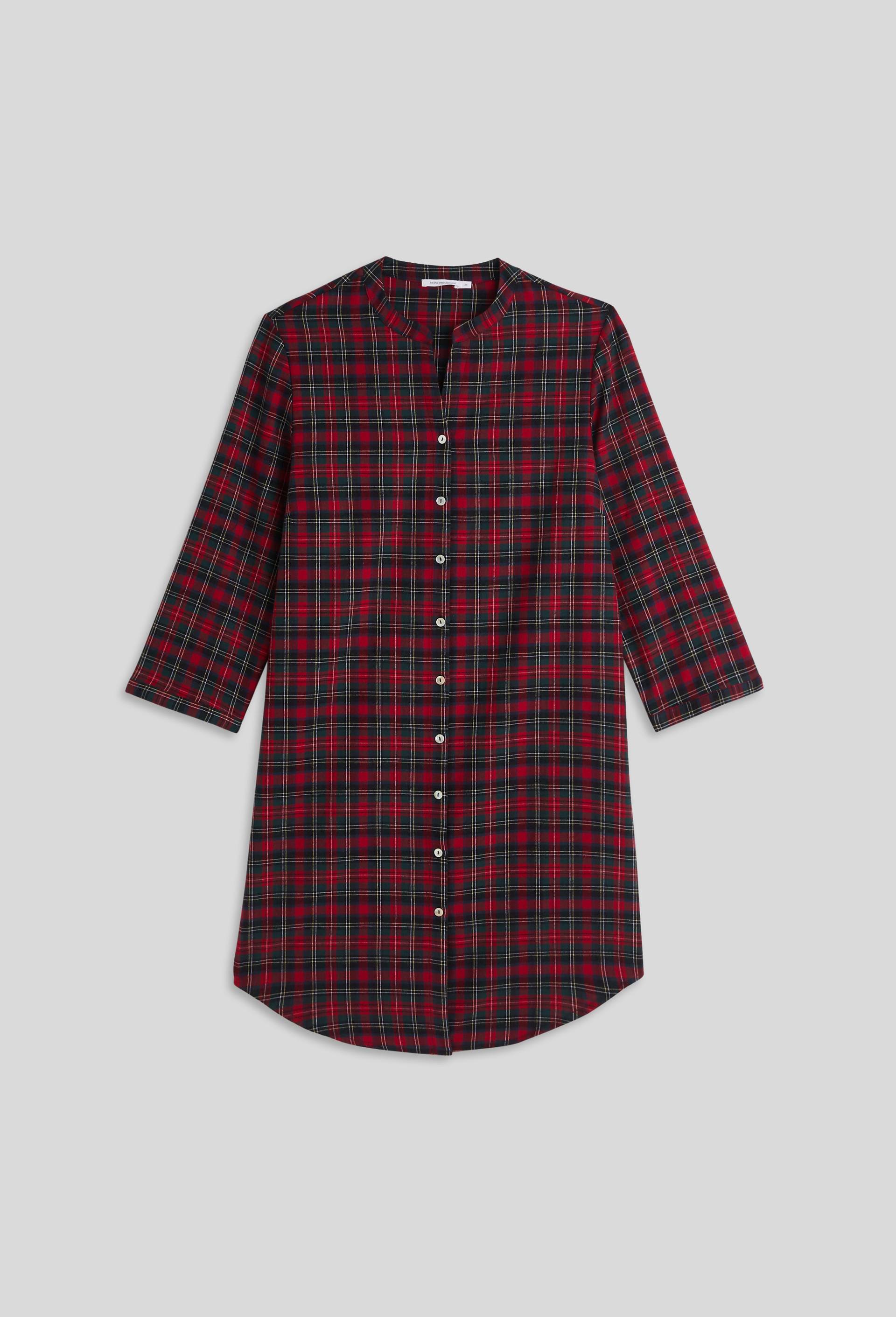 Chemise de nuit à carreaux certifié OEKOTEX, Rouge, large image number 2