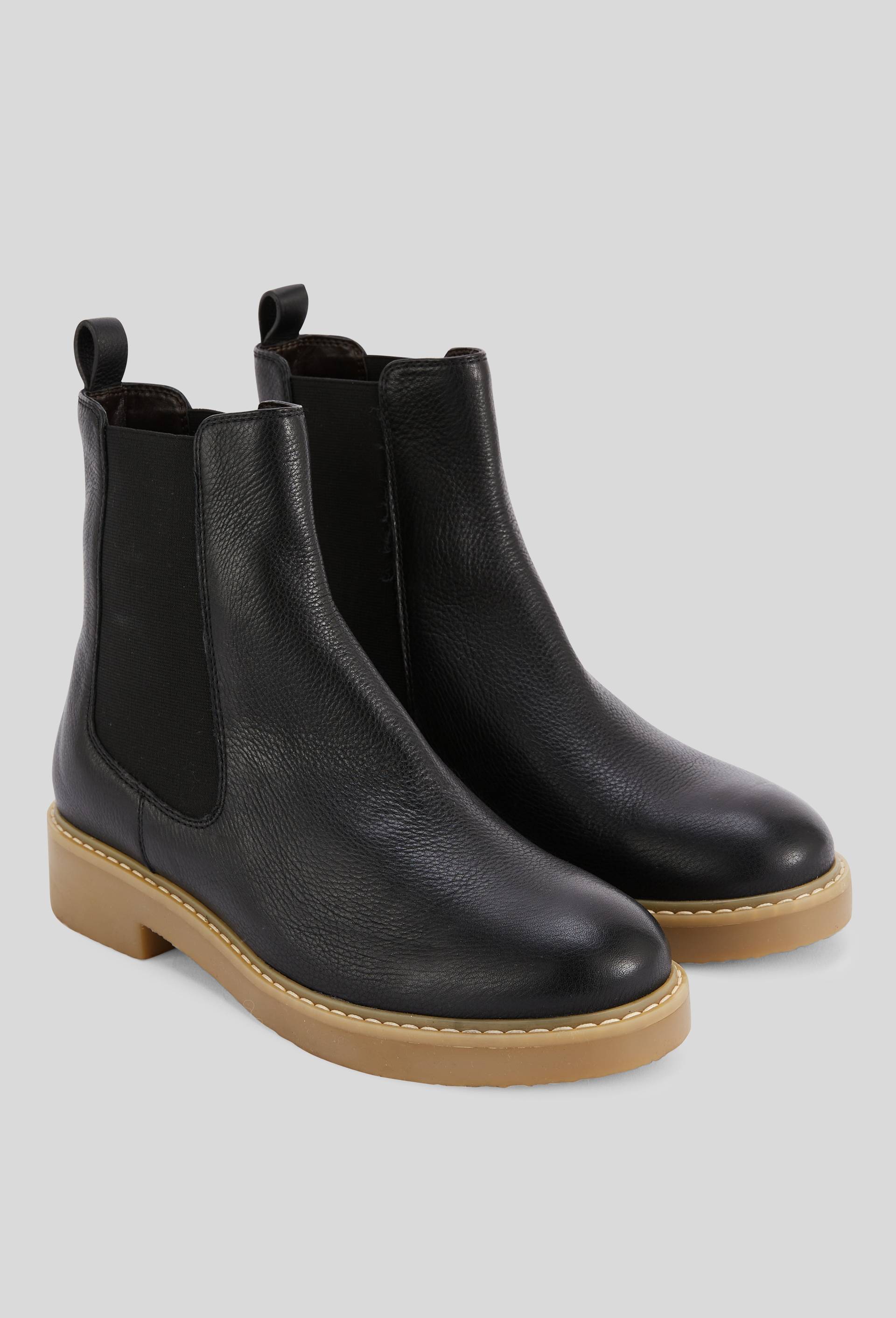 Bottines plates, cuir responsable, Noir, large image number 1