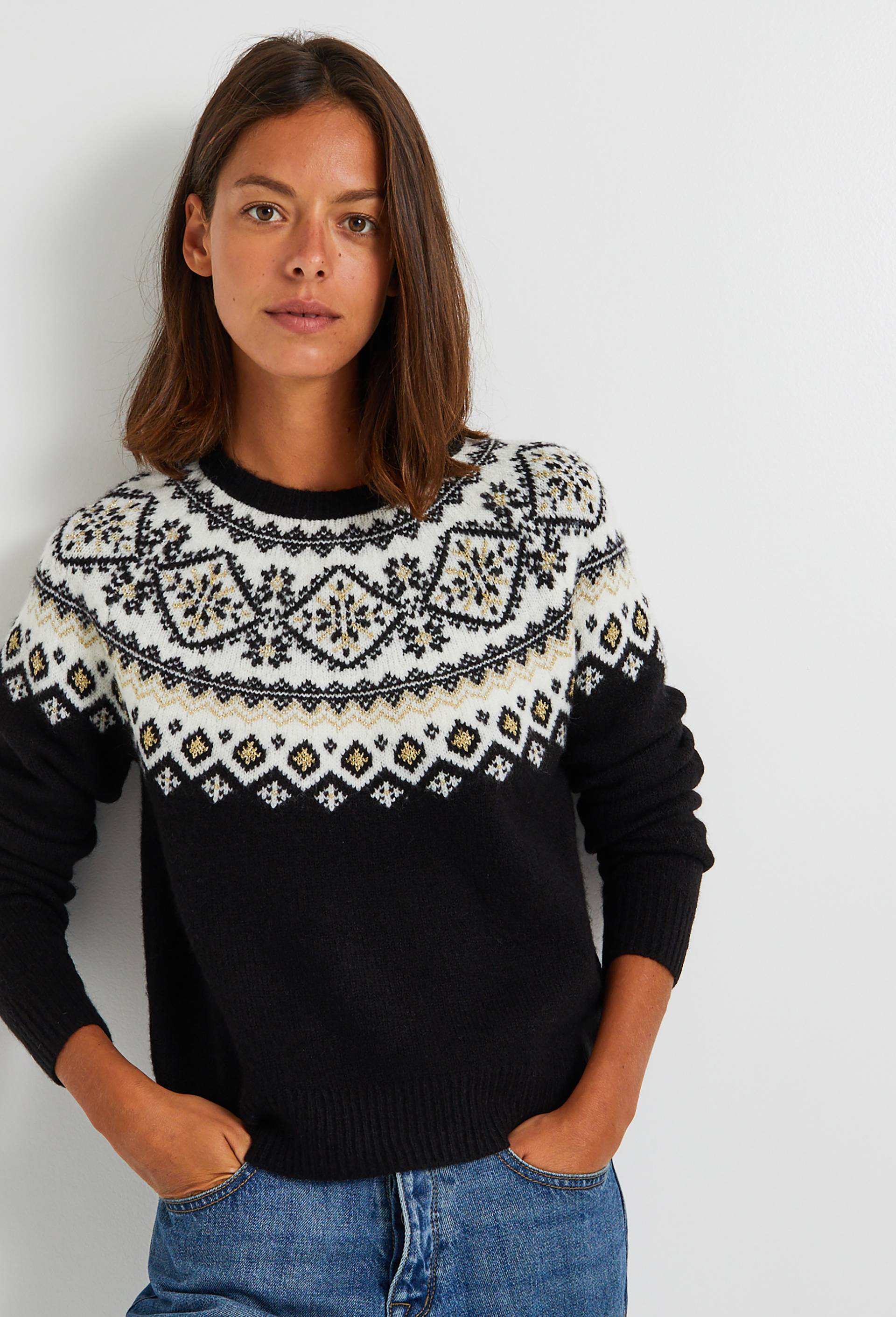 Pull Jacquard, Noir, large image number 0