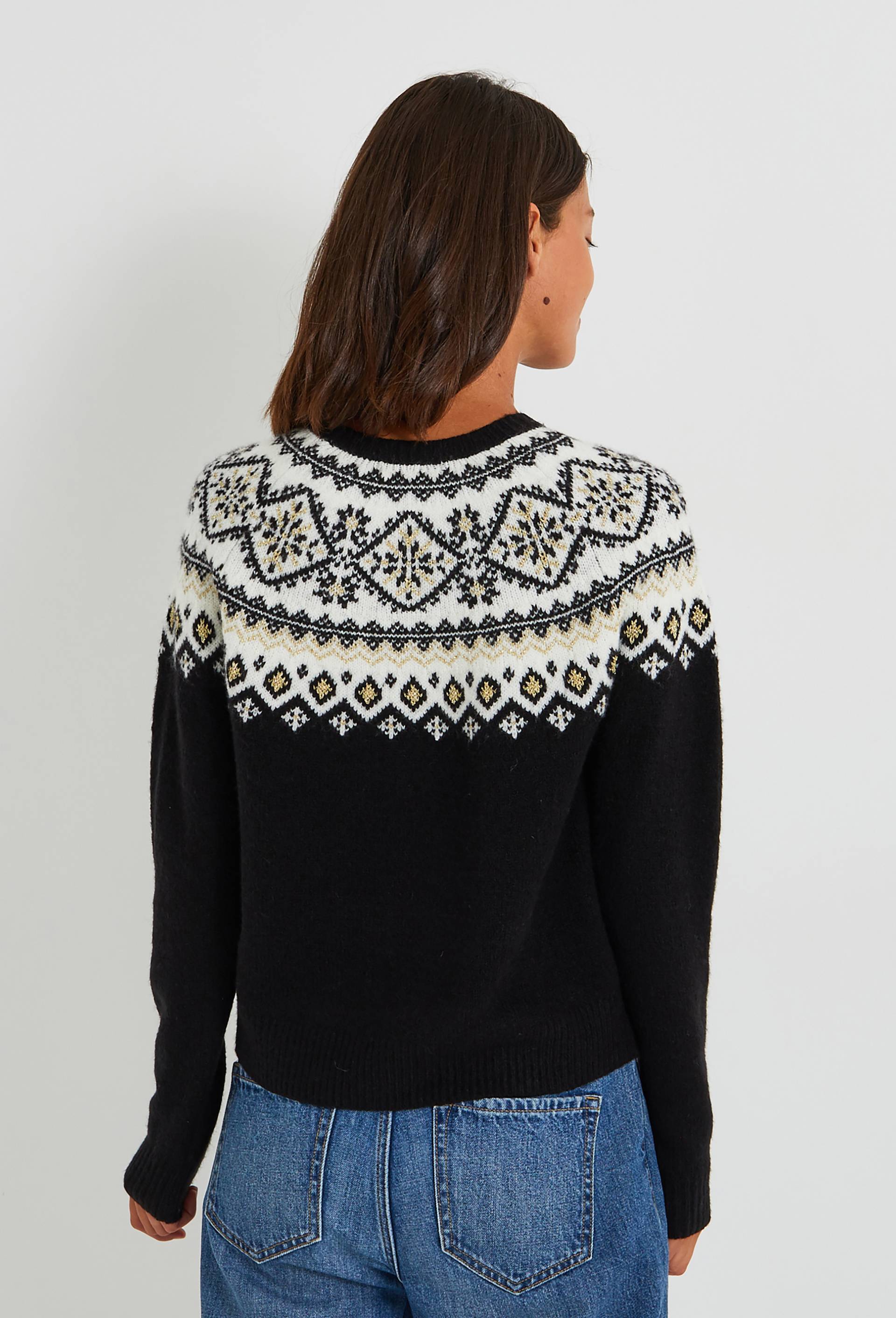 Pull Jacquard, Noir, large image number 1