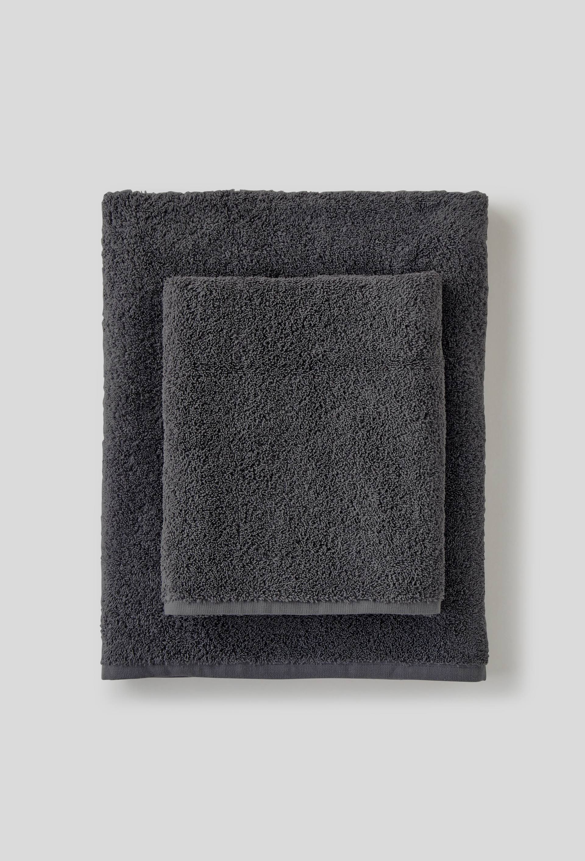 Lot serviette de toilette + Drap de bain, Gris fonc&eacute;, large image number 0