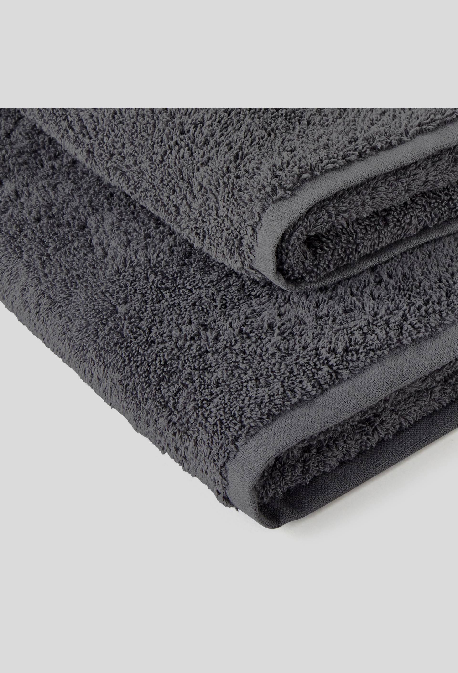 Lot serviette de toilette + Drap de bain, Gris fonc&eacute;, large image number 1