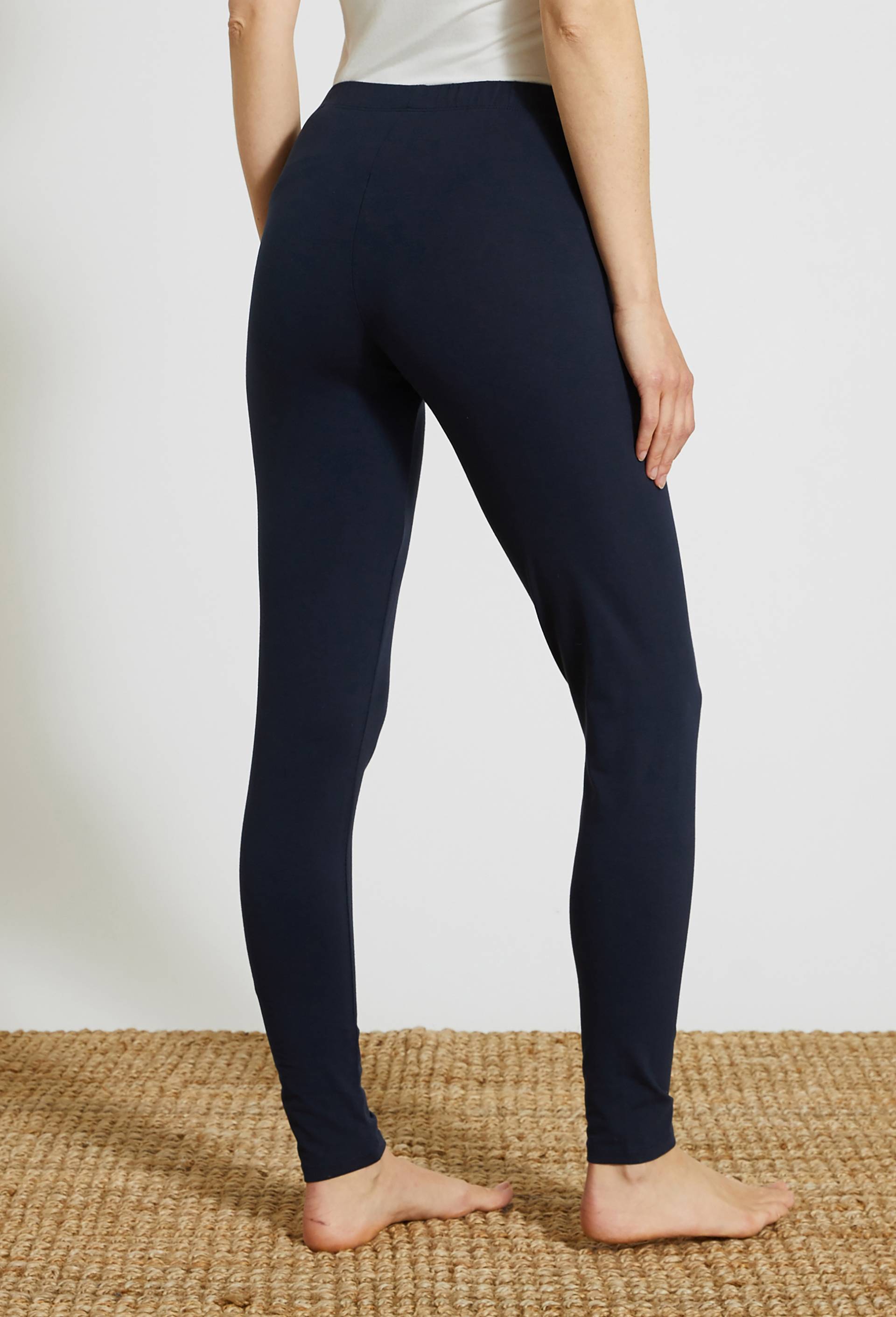 Legging uni en coton, Bio, Bleu fonc&eacute;, large image number 1