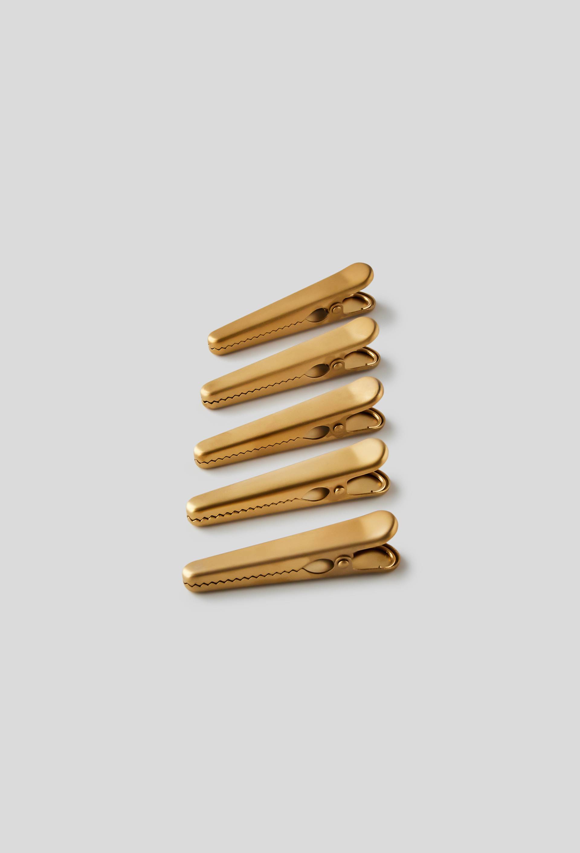 5 pinces dorées, 7,5 x 1,5 cm, Jaune, large image number 0