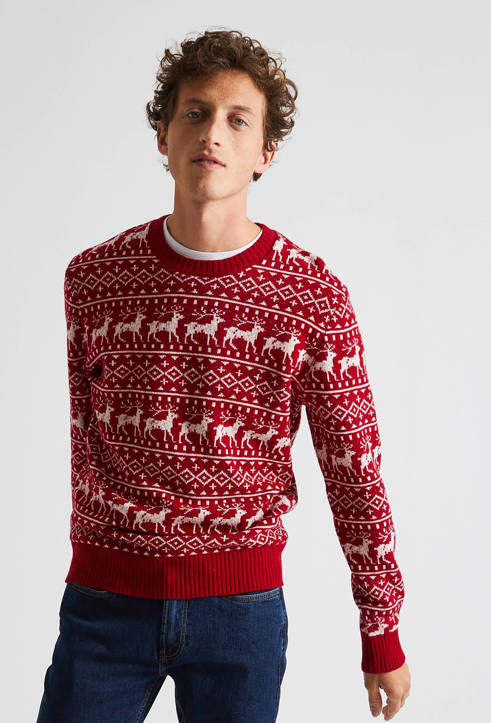 Pull jacquard, Rouge, large image number 0