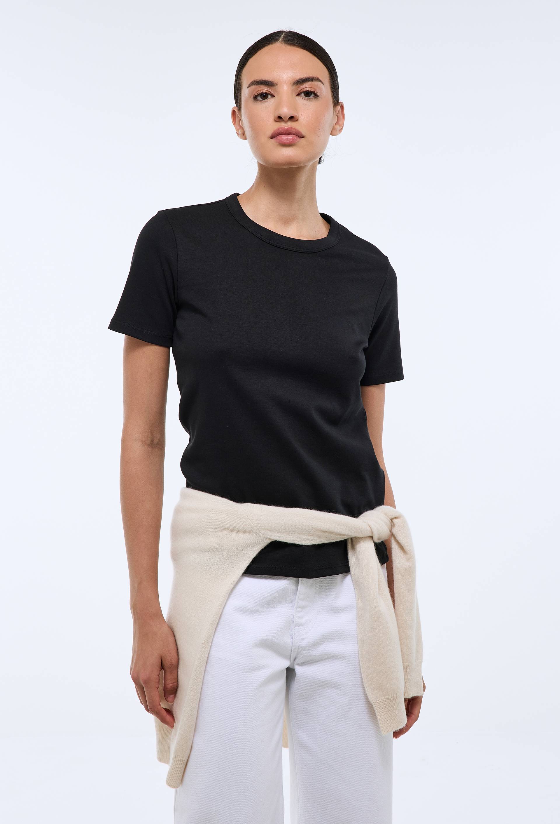 T-shirt manches courtes épais en coton BIO GOTS NOIR pour femme MONOPRIX