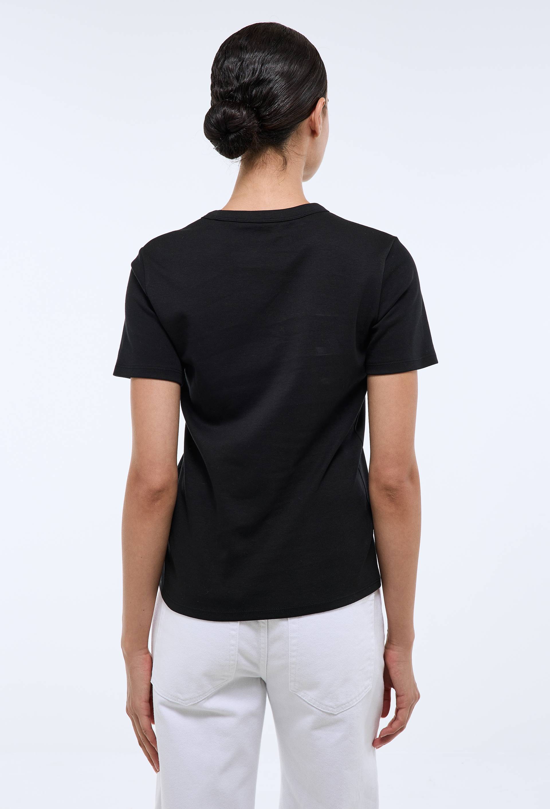 T-shirt manches courtes &eacute;pais en coton BIO GOTS, Noir, large image number 1.0