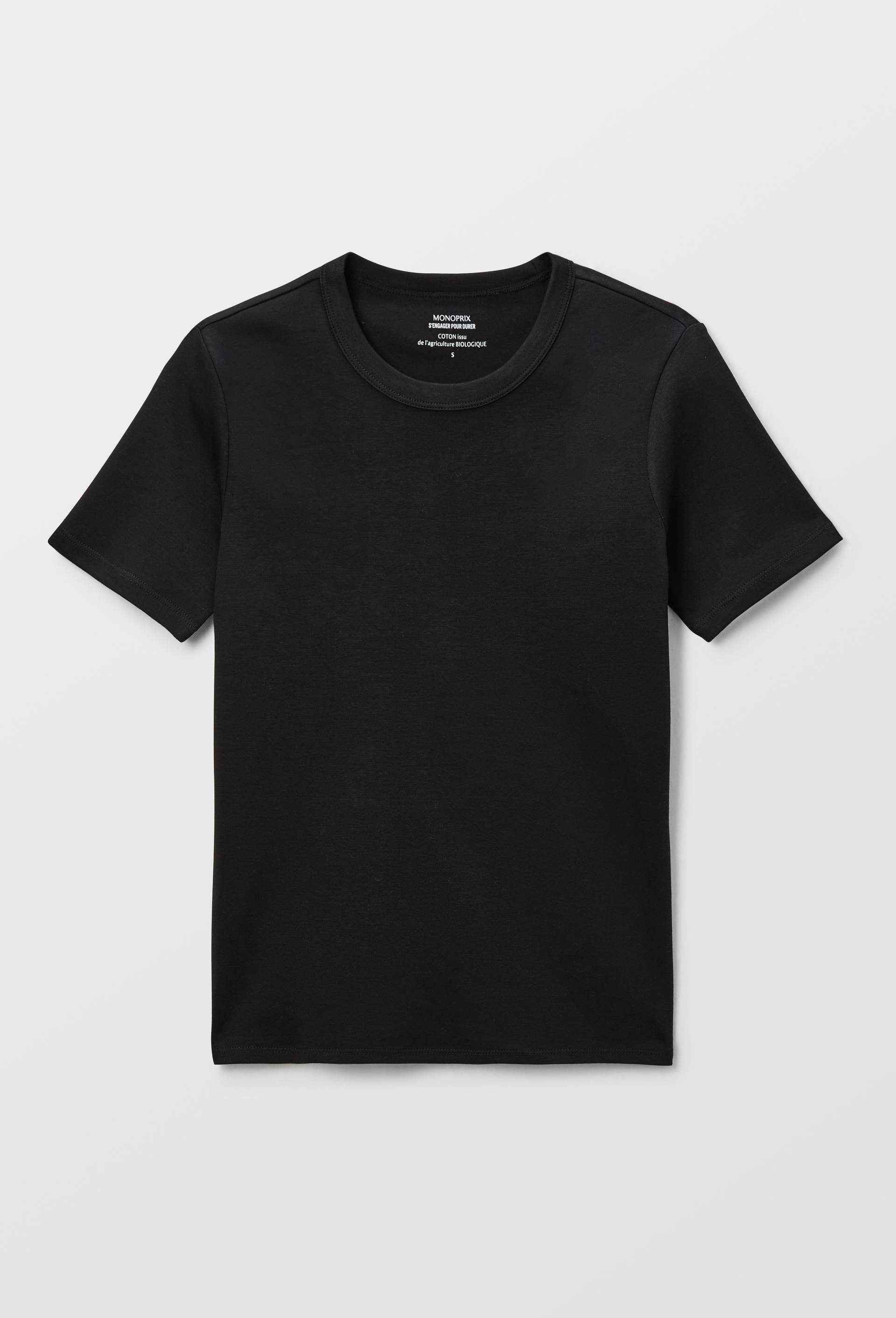 T-shirt manches courtes &eacute;pais en coton BIO GOTS, Noir, large image number 2.0