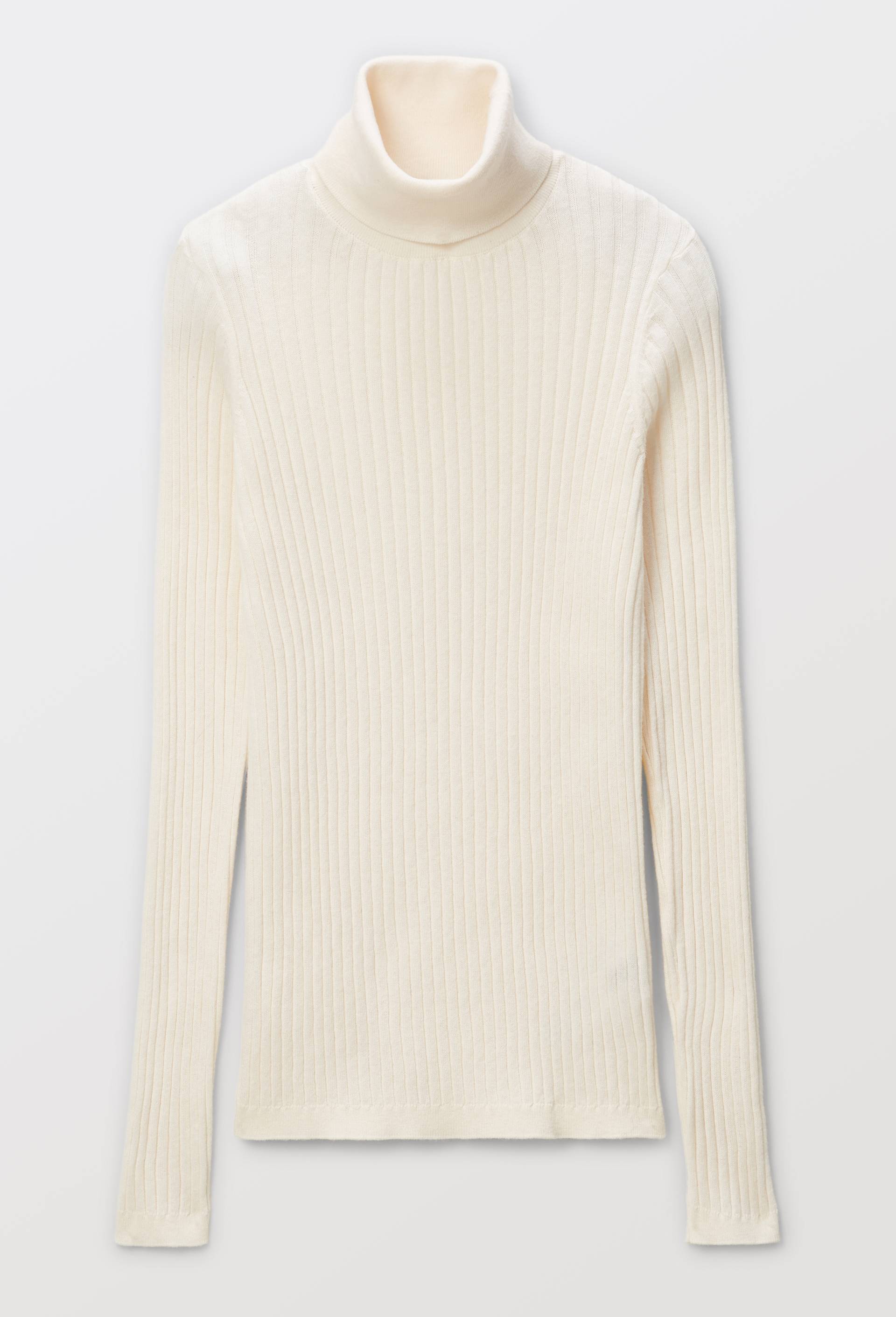 Pull col roul&eacute; &agrave; c&ocirc;tes uni en coton et cachemire m&eacute;lang&eacute;s, Beige clair, large image number 4