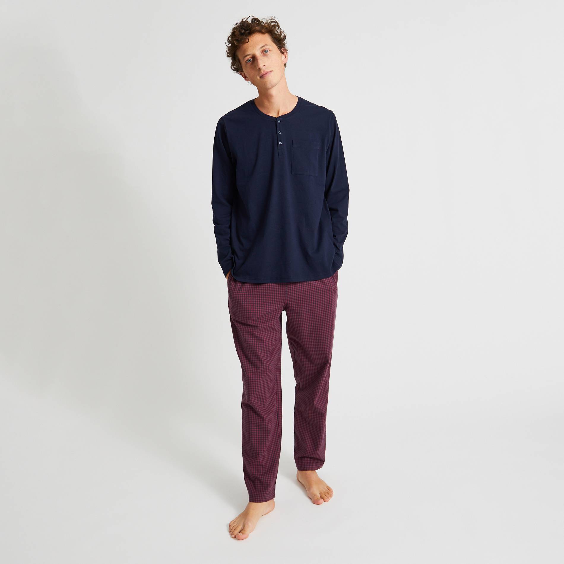 Pyjama en coton, Bleu fonc&eacute;, large image number 0