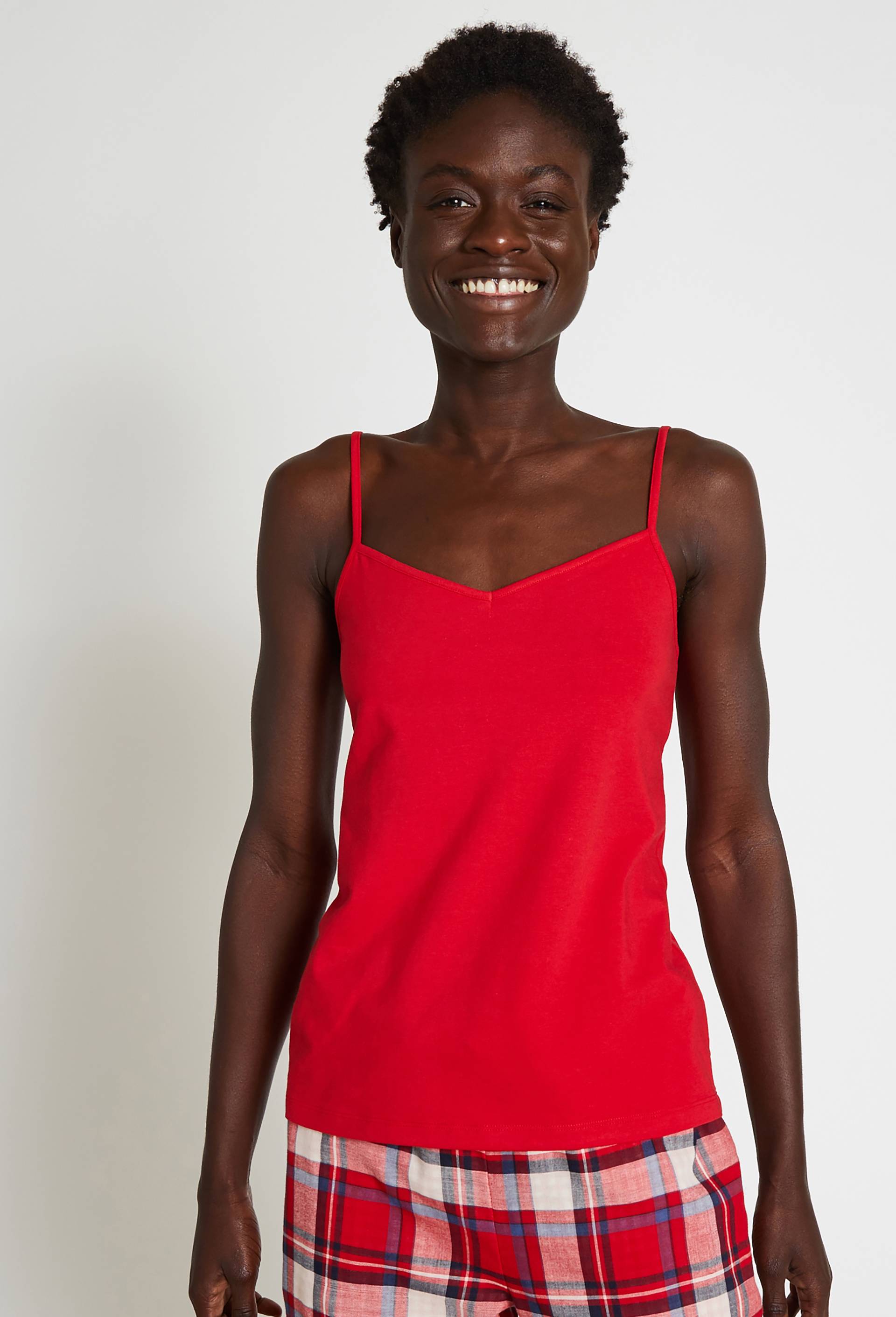 Top ray&eacute; en coton bio, Rouge, large image number 0