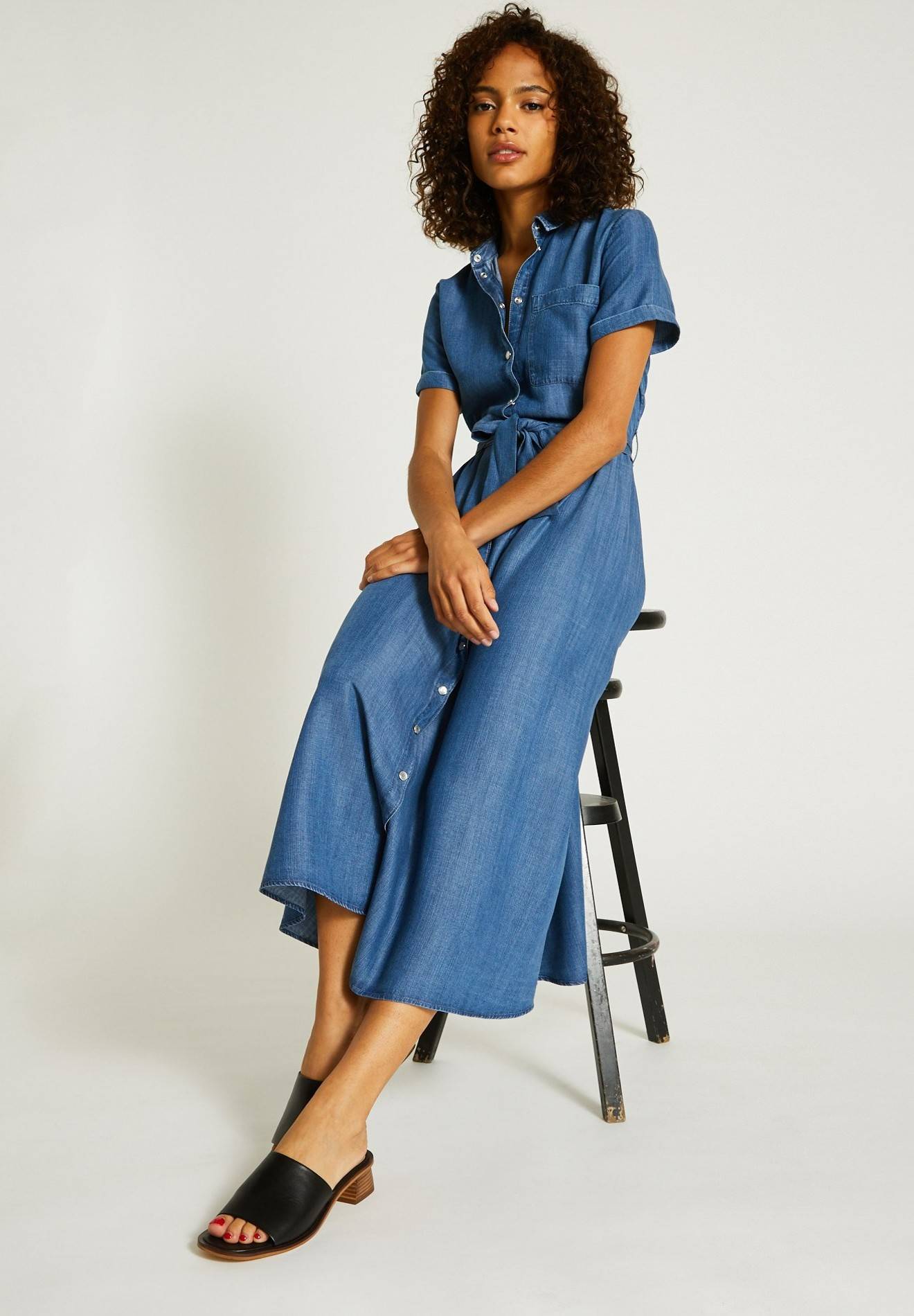 Robe chemise fluide, Bleu foncé, large image number 4