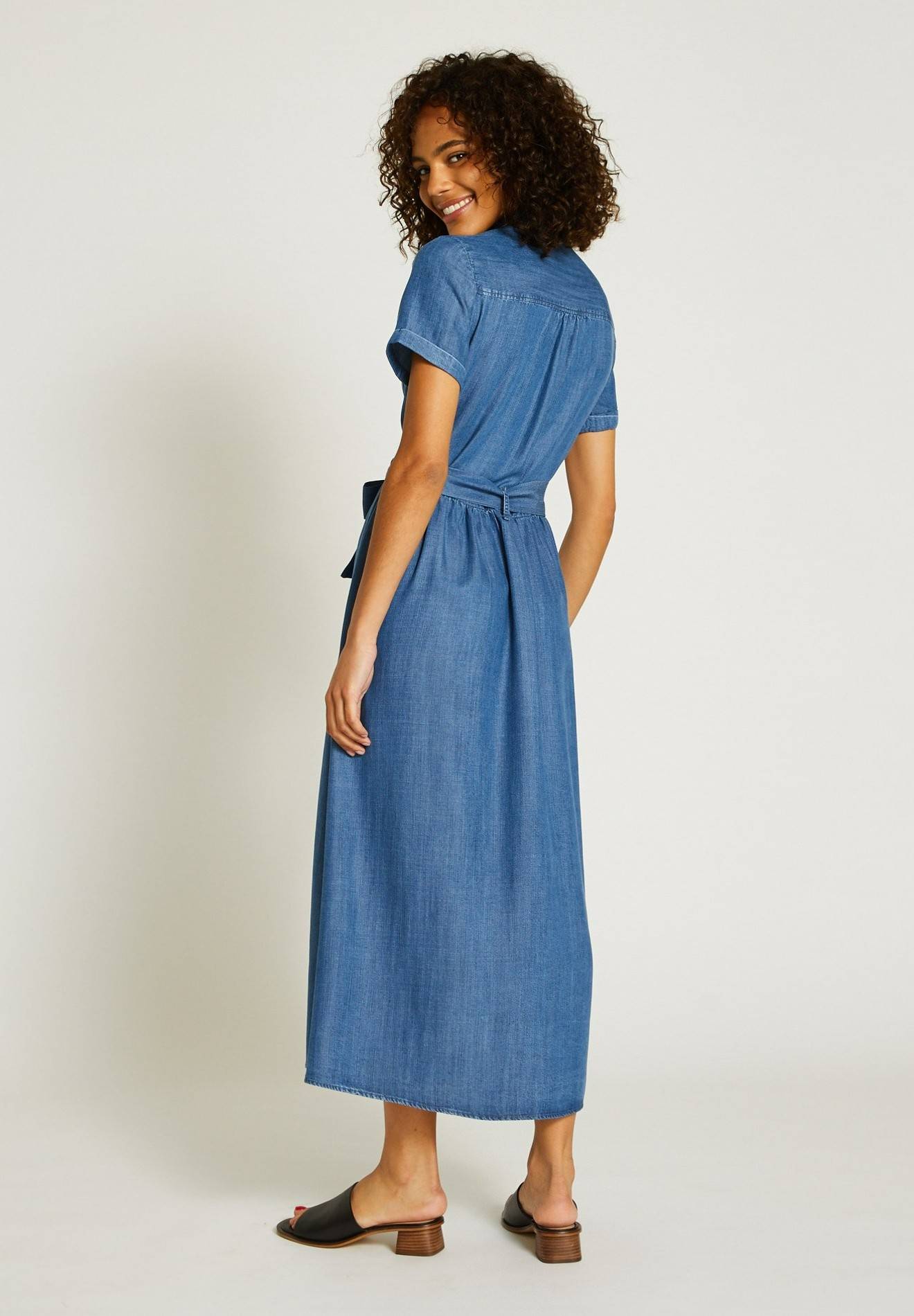 Robe chemise fluide, Bleu foncé, large image number 5