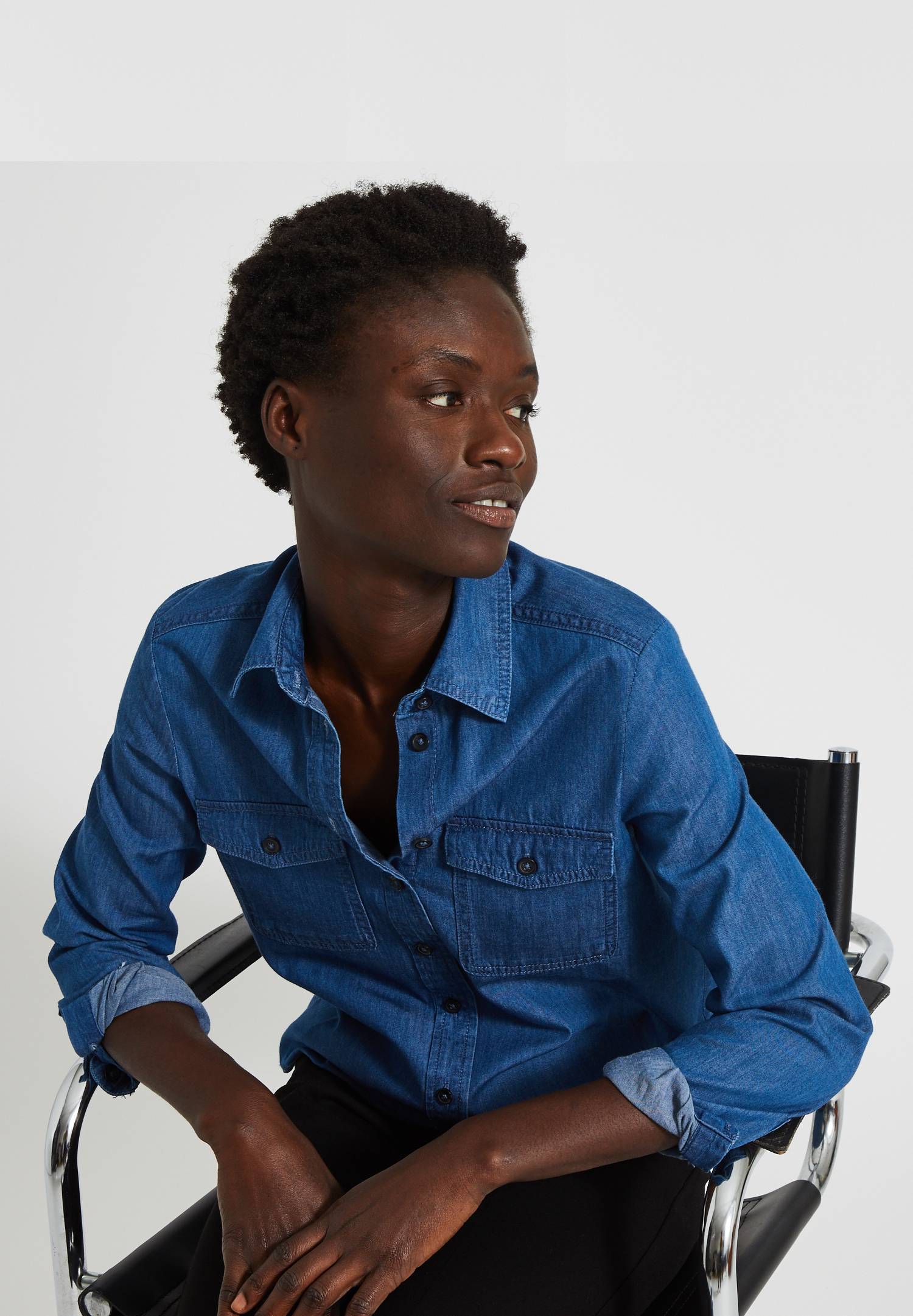 Chemise en denim en coton BIO, certifi&eacute; GOTS, Bleu clair, large image number 3