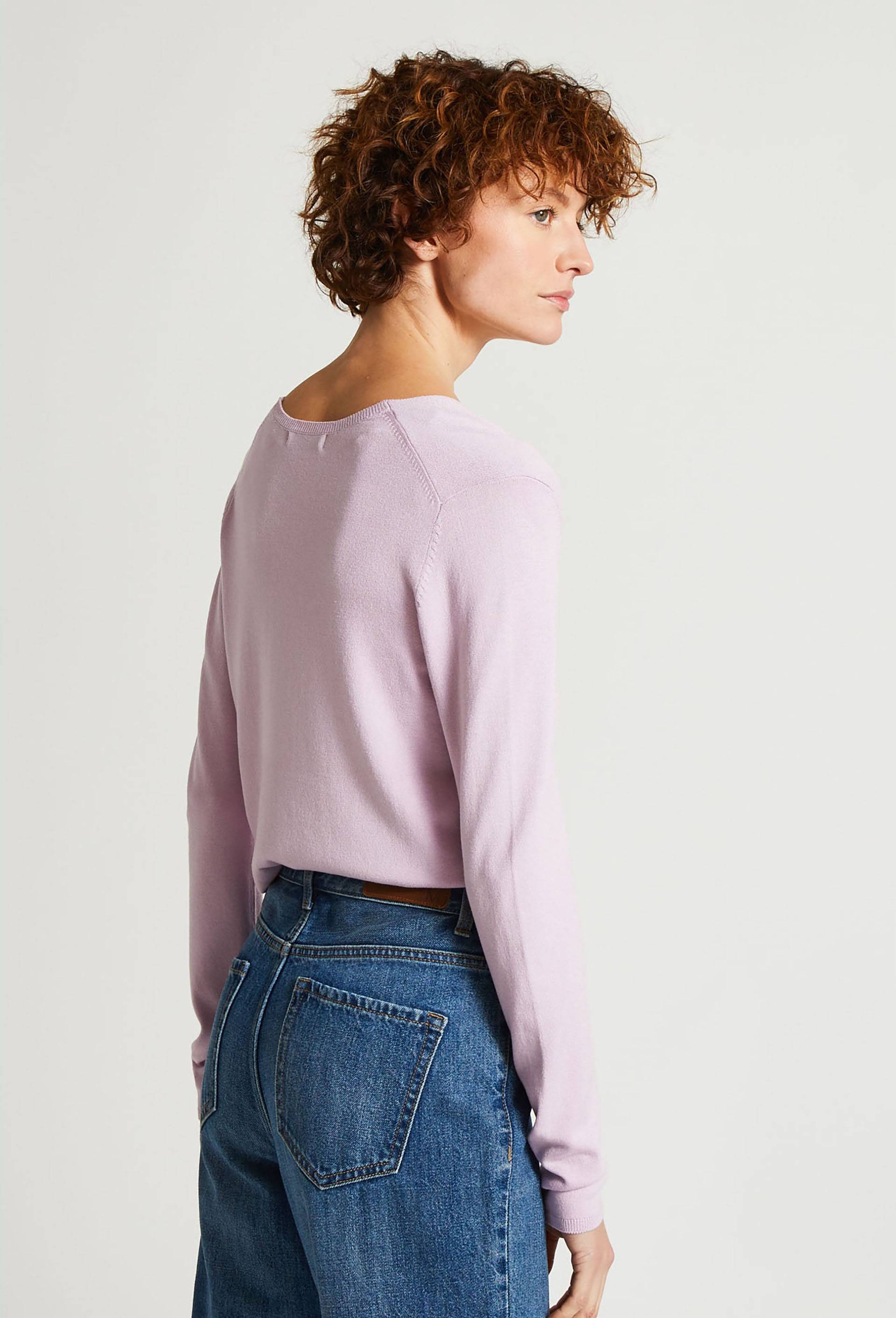 Pull col V uni, Violet clair, large image number 1