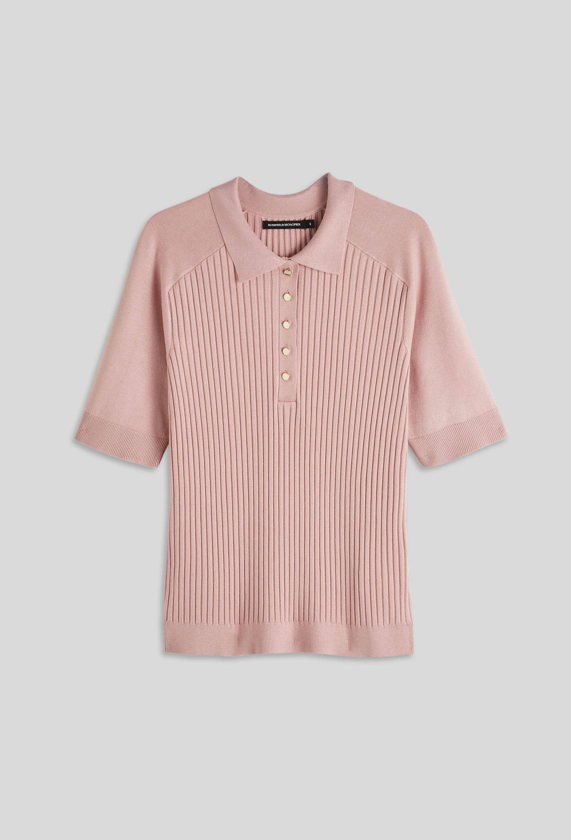 Polo manches courtes en viscose EcoVero et polyamide, certifié Oeko-Tex, Rose, large image number 2