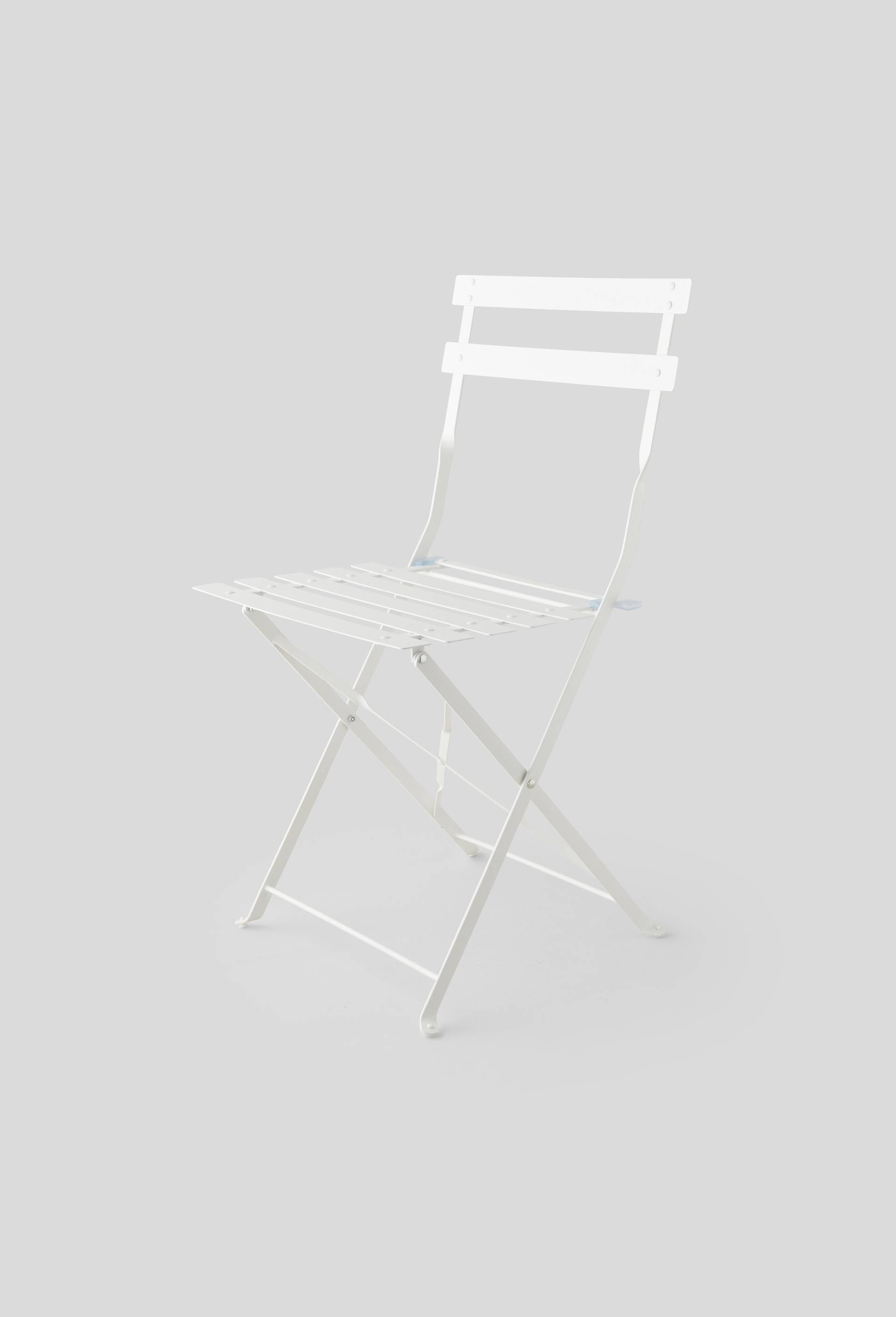 chaise en m&eacute;tal avec lattes, 40 x 80 x 40 cm, Blanc, large image number 0