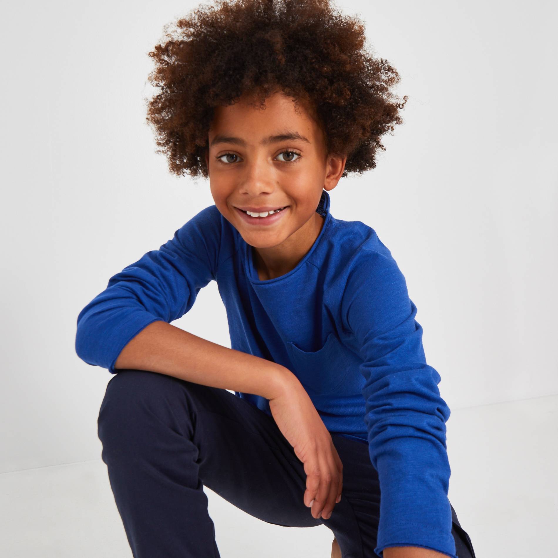 Tee-shirt manches longues en coton BIO, BLEU, large image number 0