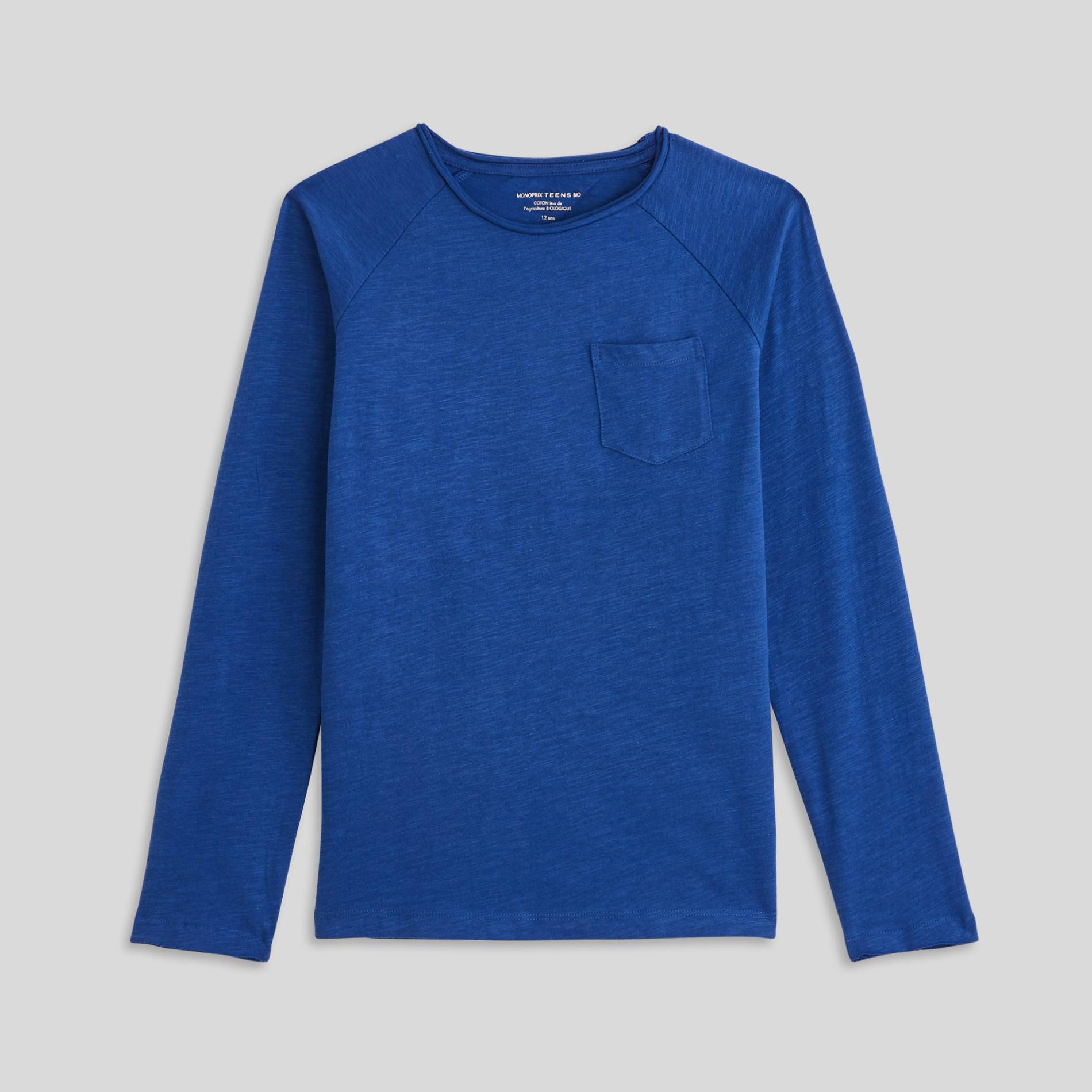 Tee-shirt manches longues en coton BIO, BLEU, large image number 1