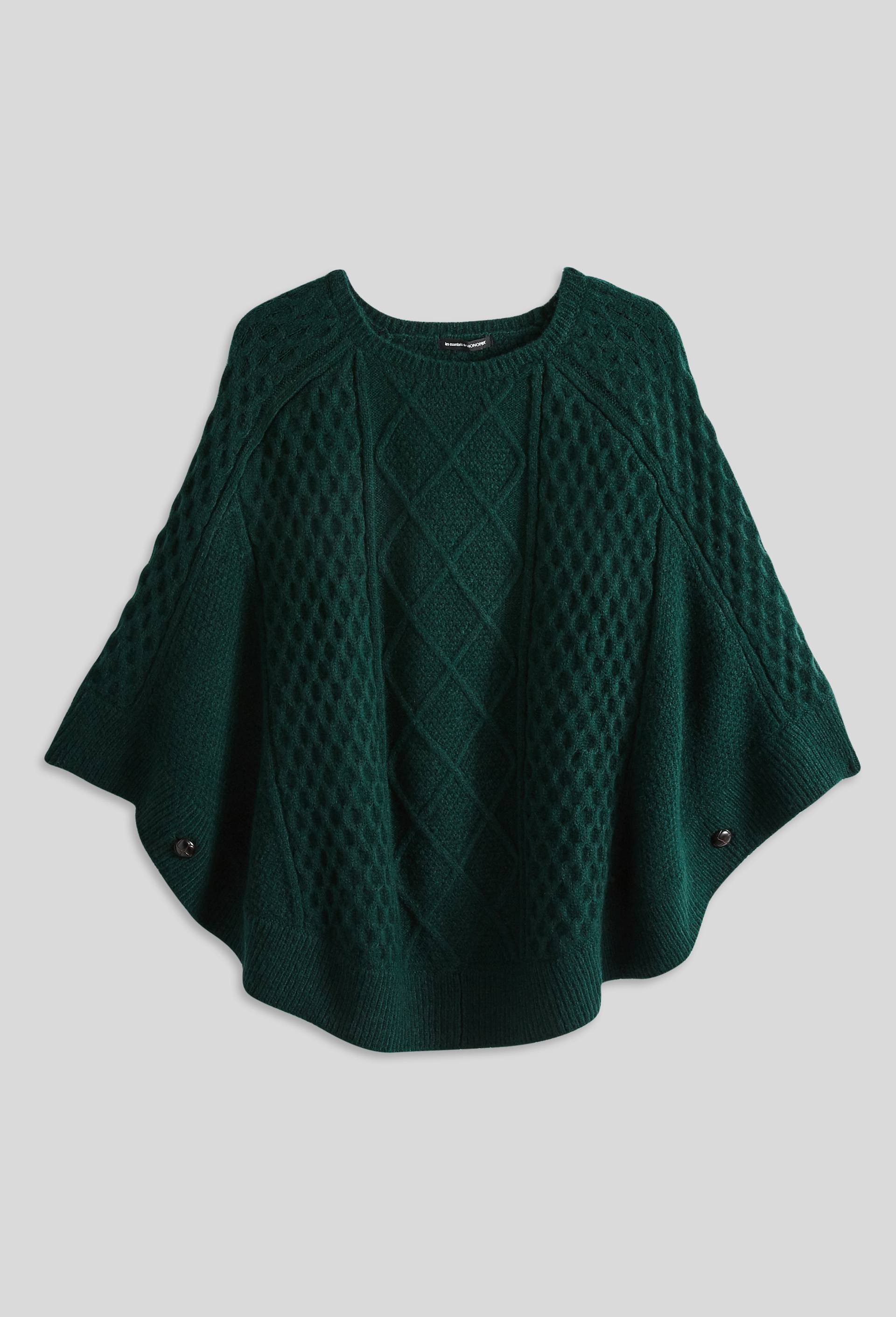 Poncho en tricot torsad&eacute;, Vert fonc&eacute;, large image number 2