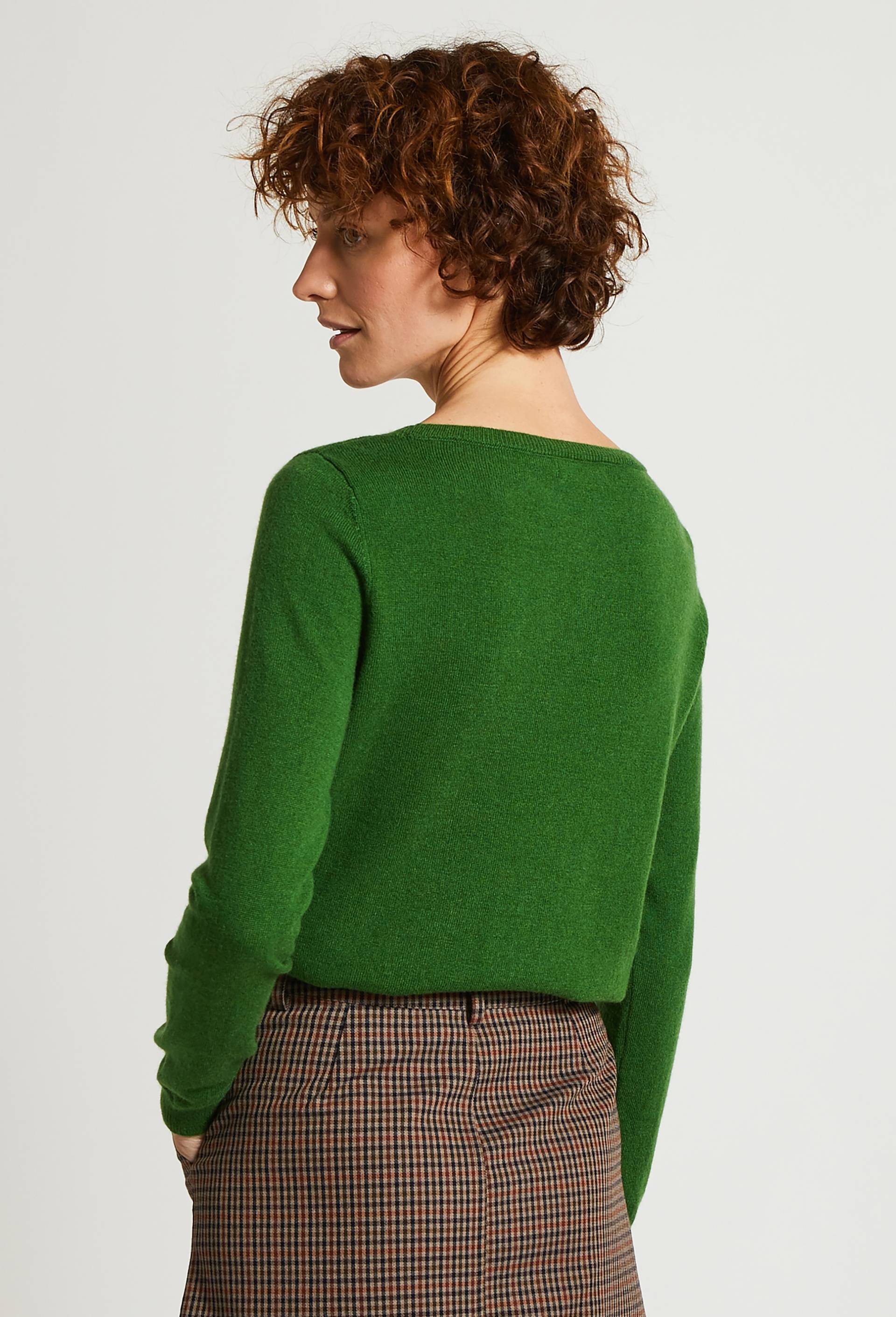 Pull uni en maille fantaisie contenant de la laine et du cachemire, certifié Oeko-Tex, Vert, large image number 1