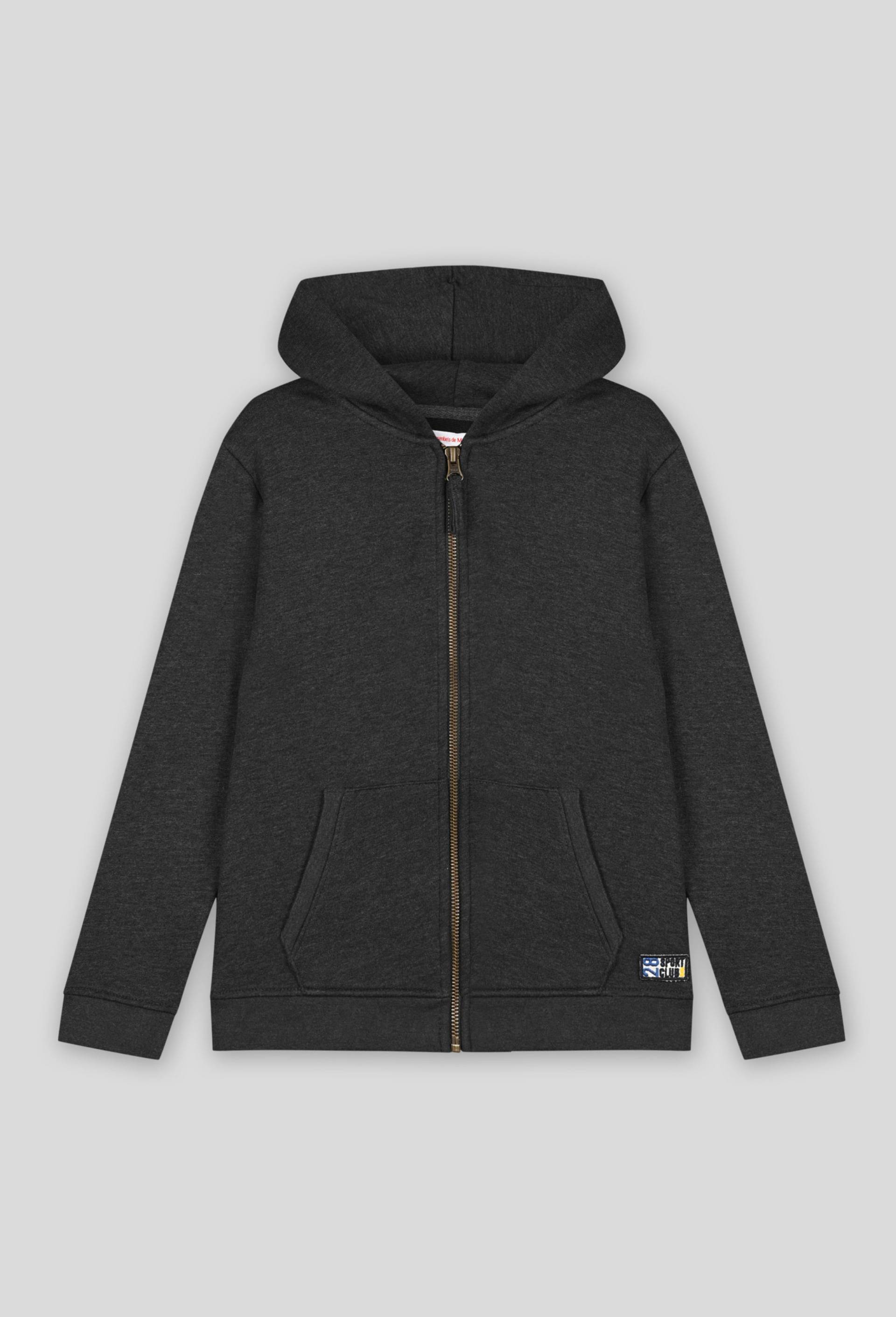 Sweat zipp&eacute; &agrave; capuche contenant du coton BIO, Gris fonc&eacute;, swatch image