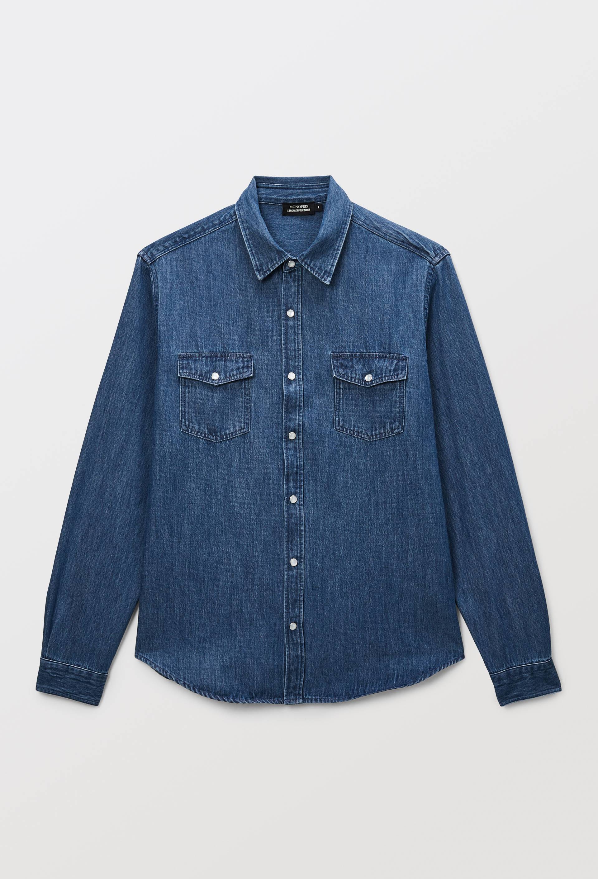 Chemise en jean en coton BIO GOTS, Bleu, large image number 2