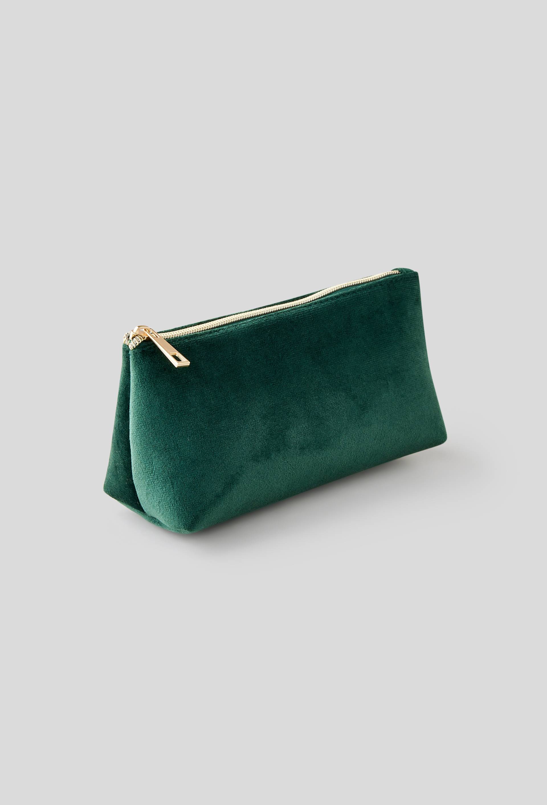 Trousse triangle en velours, Vert foncé, large image number 0