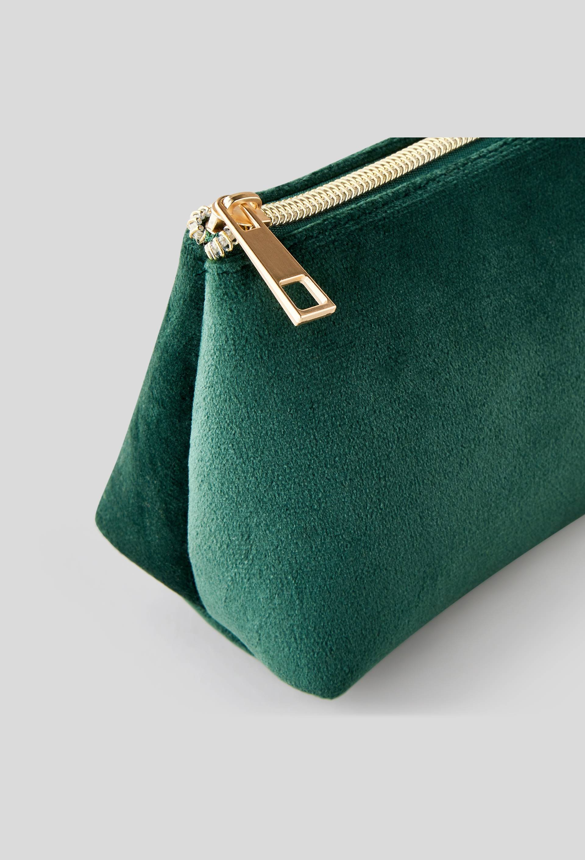 Trousse triangle en velours, Vert foncé, large image number 1