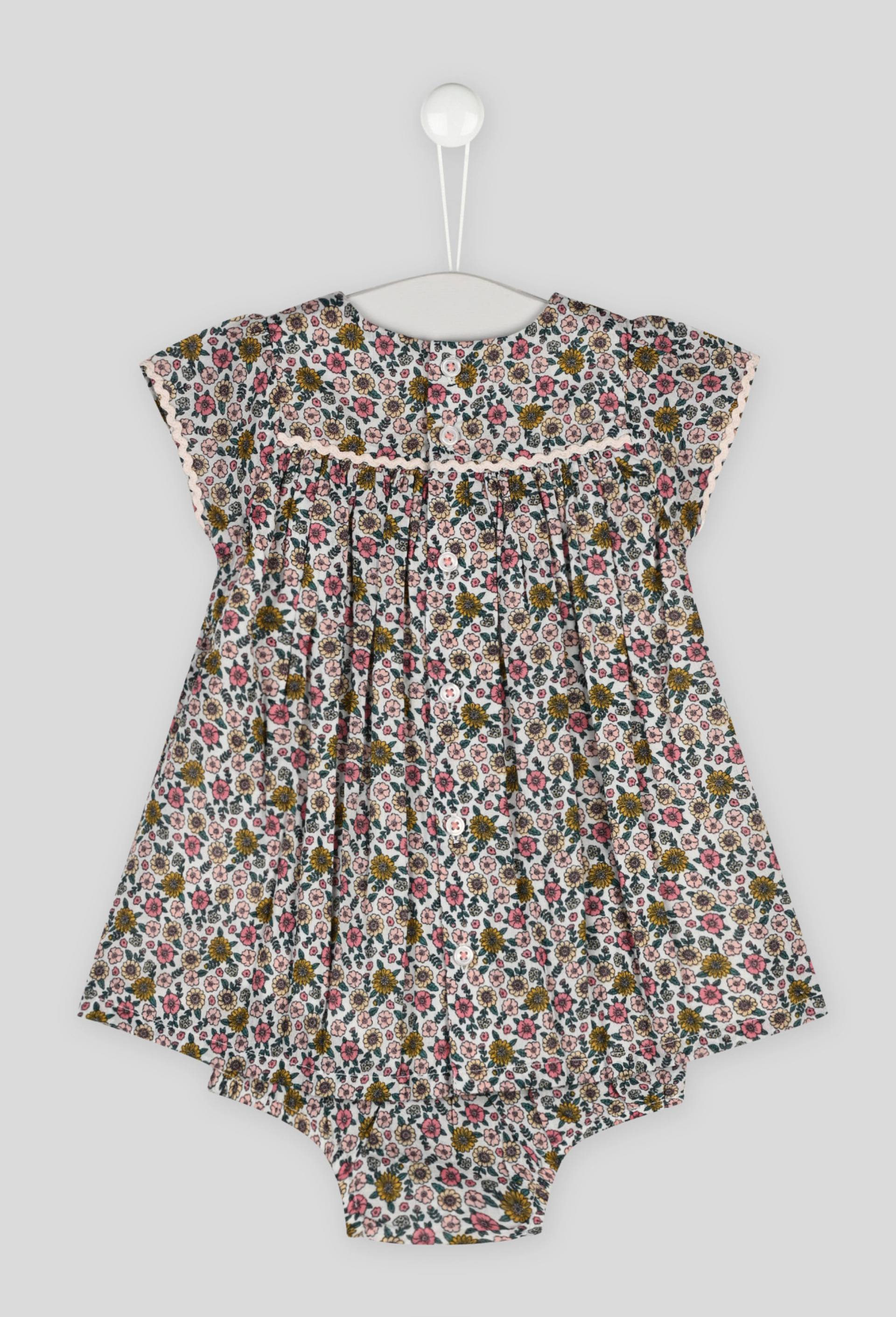 Robe manches courtes imprim{e fleurs, Ecru, large image number 1