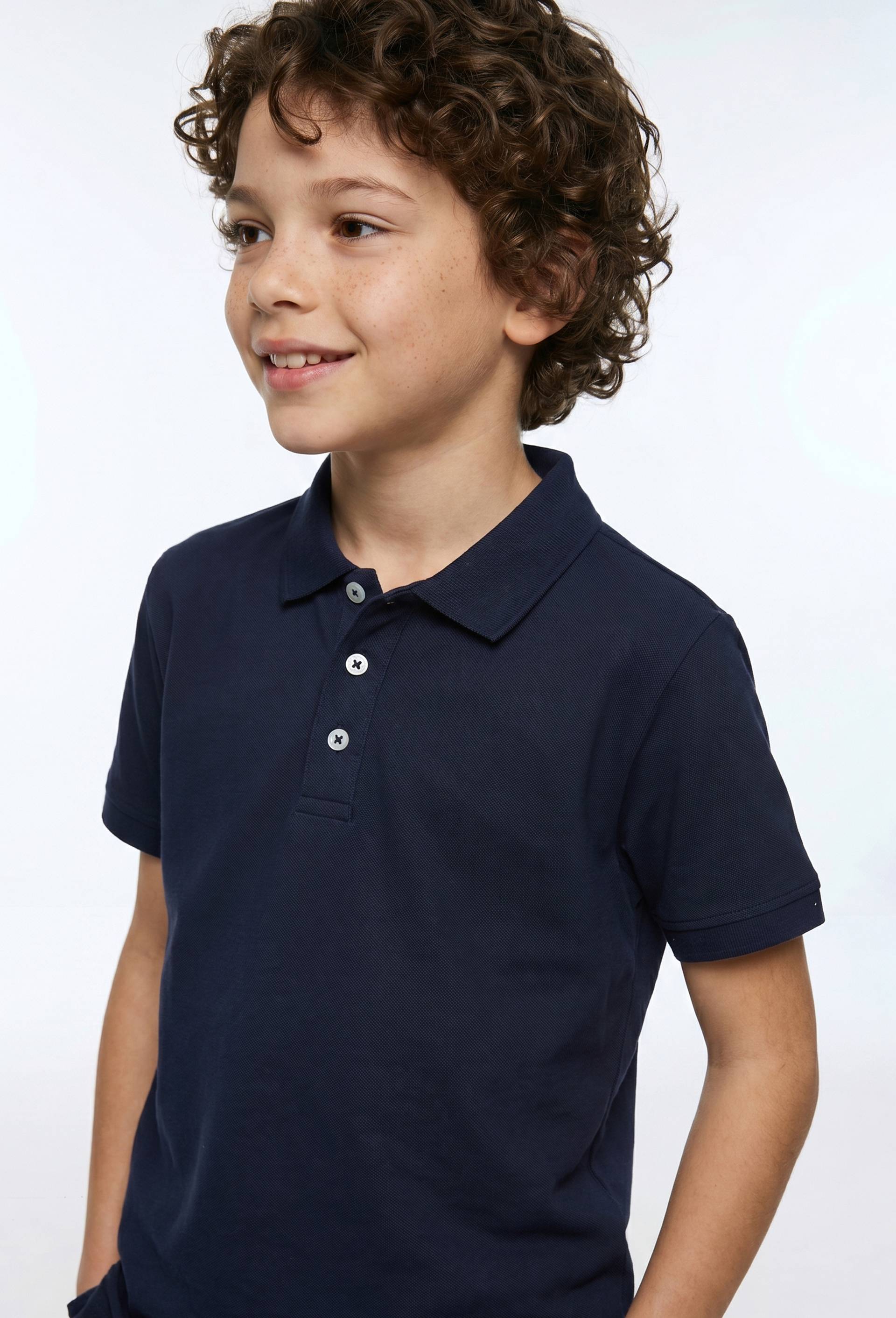 Polo manches courtes uni en coton BIO GOTS, Bleu fonc&eacute;, large image number 0.0