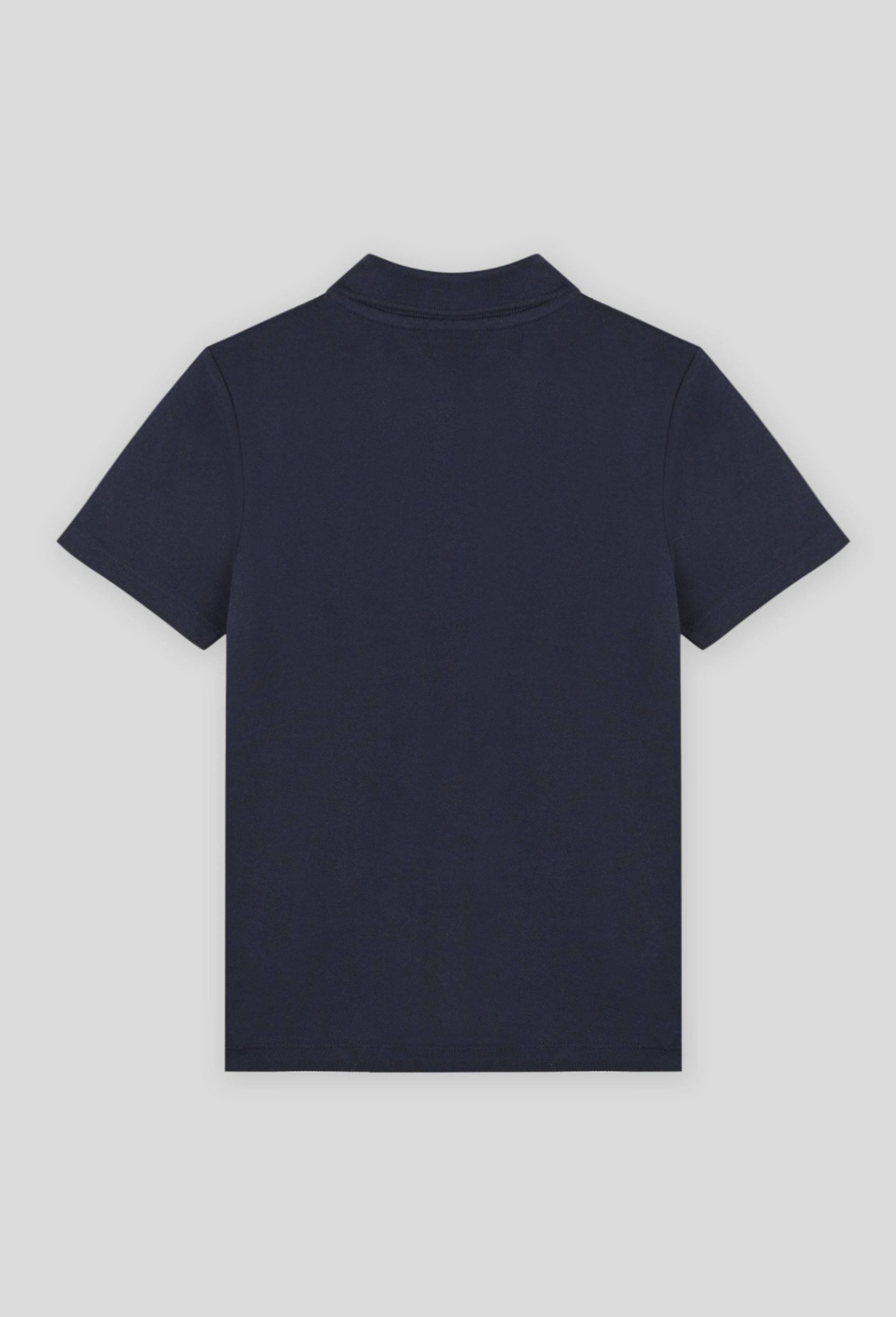 Polo manches courtes uni en coton BIO GOTS, Bleu fonc&eacute;, large image number 1.0