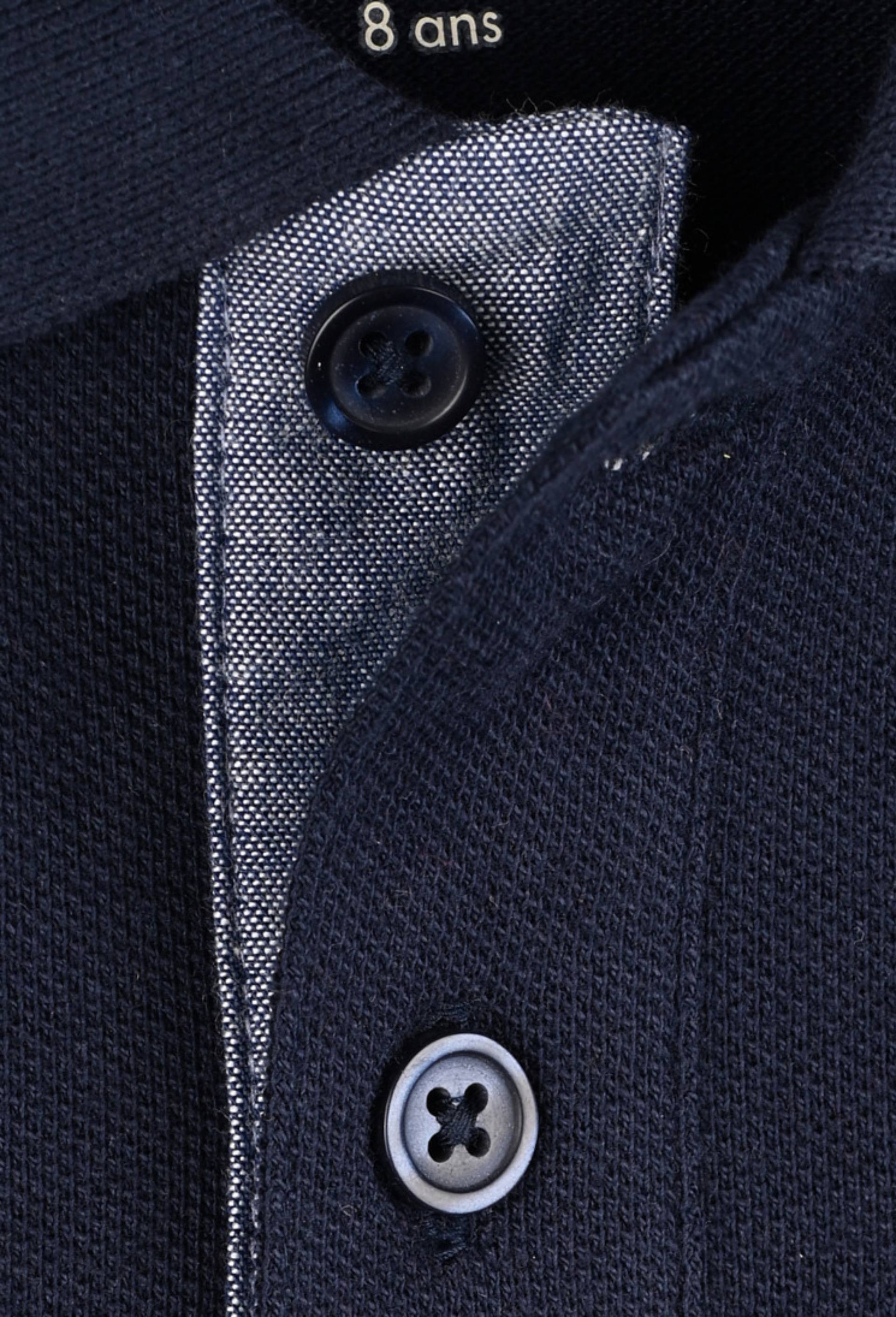 Polo manches courtes uni en coton BIO GOTS, Bleu fonc&eacute;, large image number 2