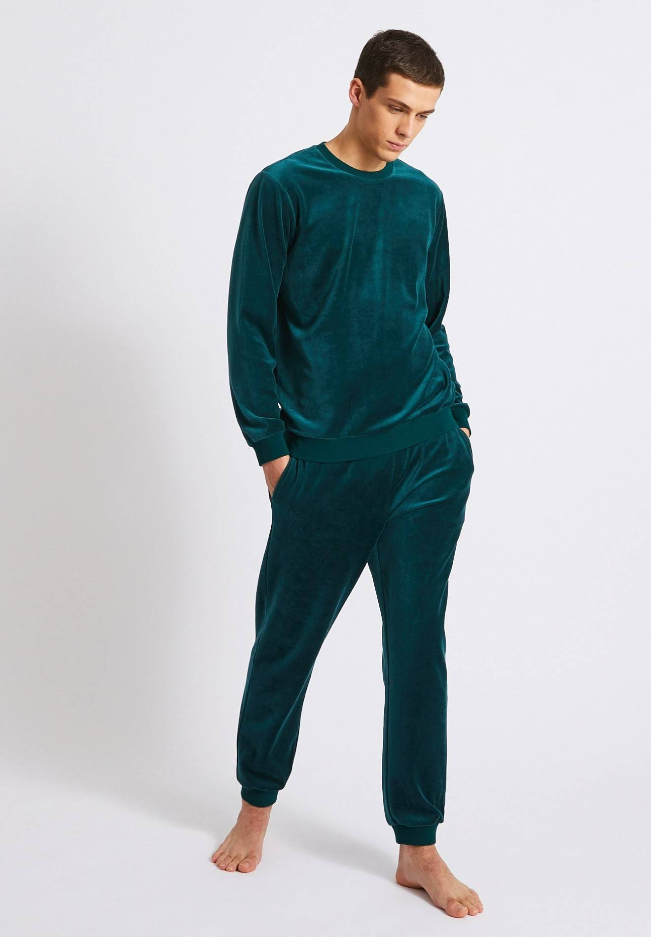 Ensemble de pyjama en velours, Vert fonc&eacute;, large image number 3