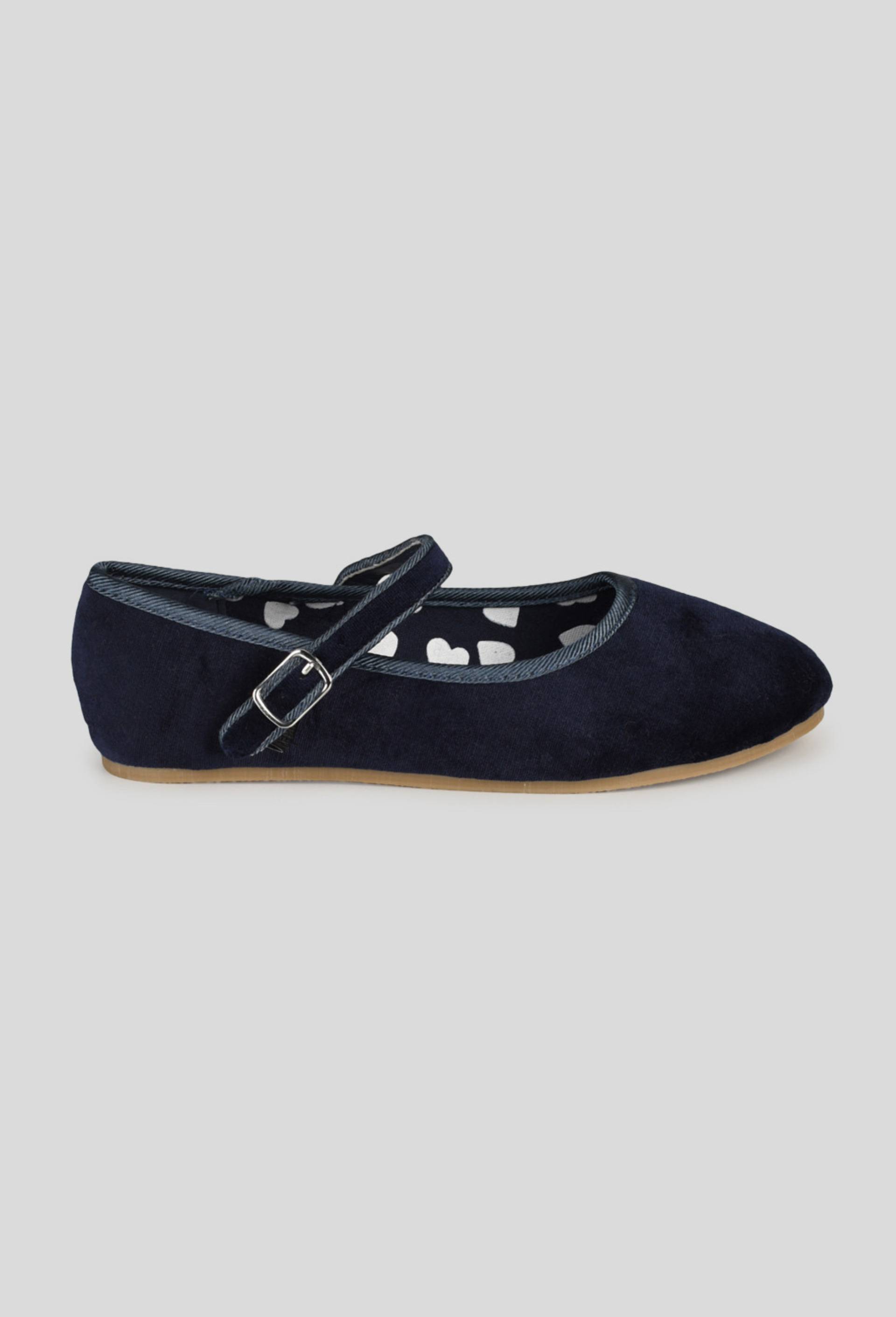 Ballerines en velours, Bleu fonc&eacute;, large image number 0