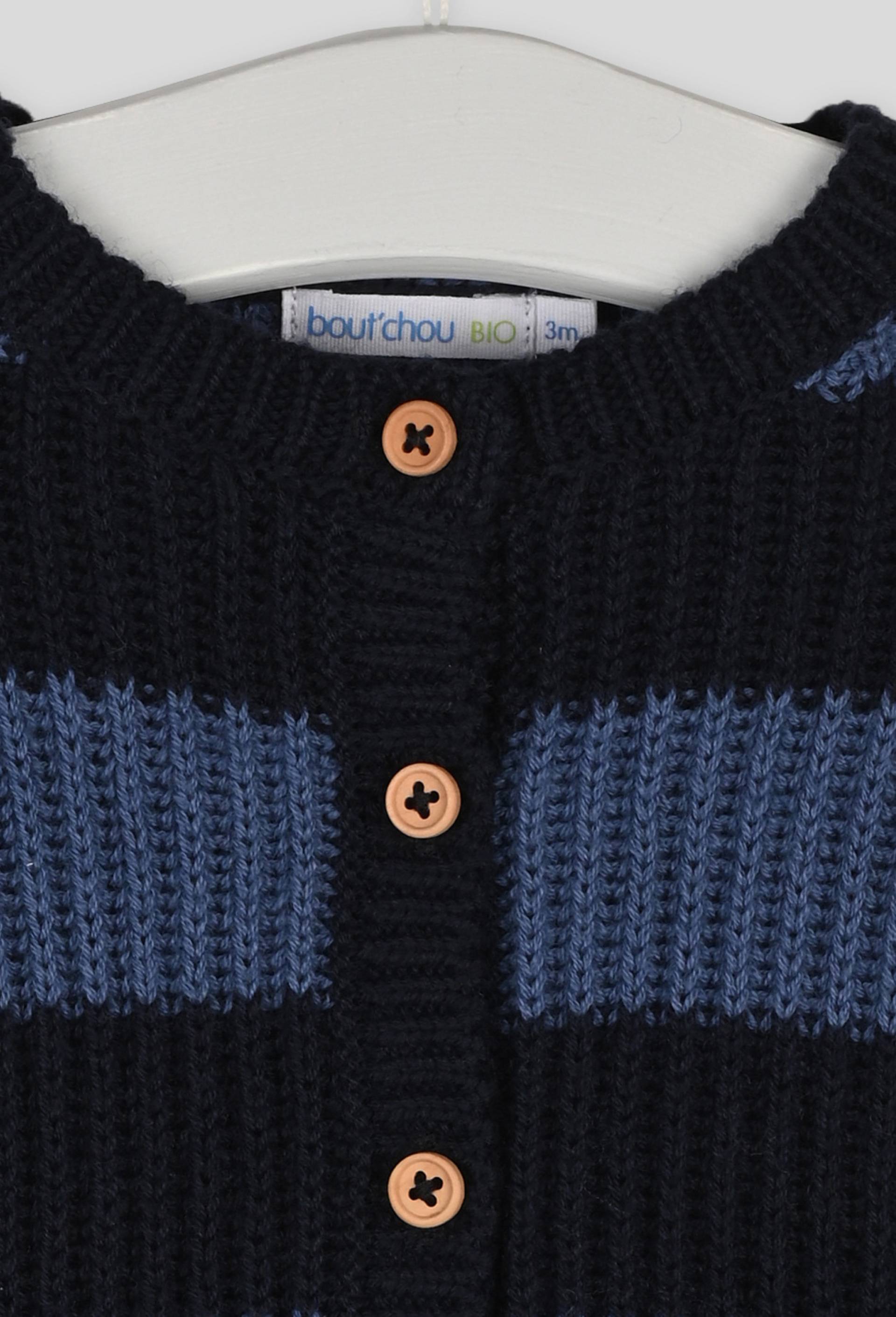 Cardigan rayé certifié Oeko-Tex, contenant de la laine, Bleu foncé, large image number 2