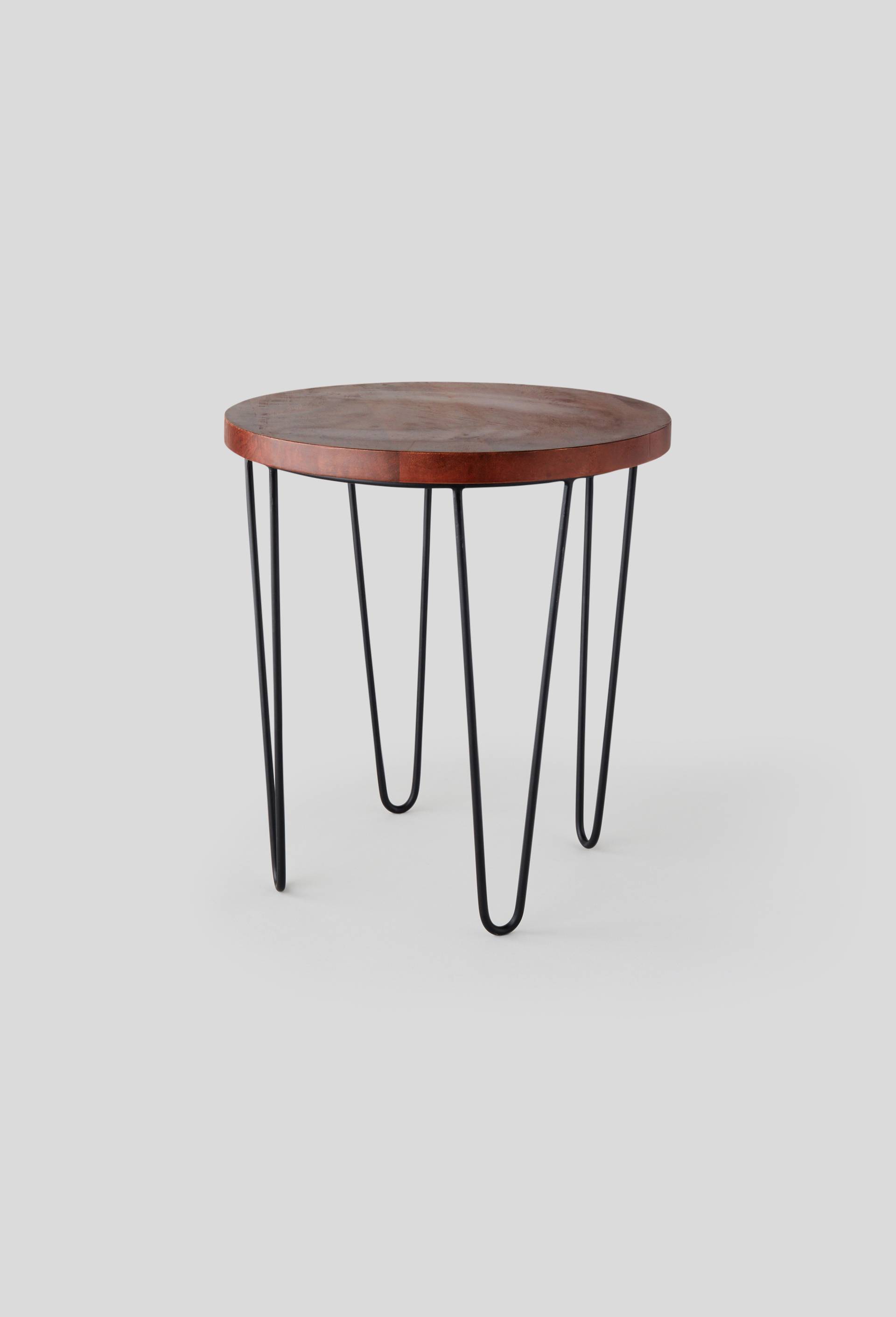Table en bois foncé et métal, Beige, large image number 0