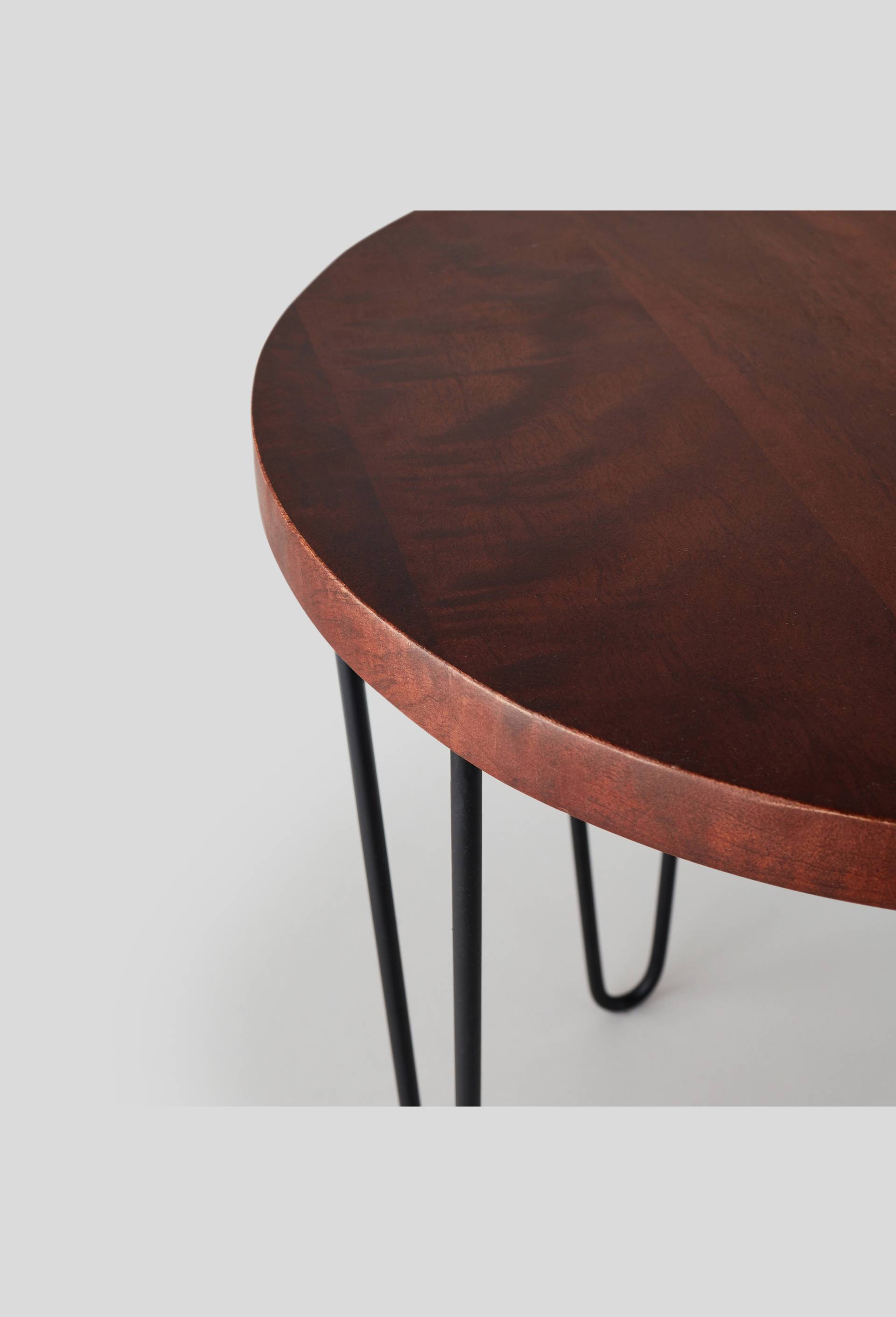 Table en bois foncé et métal, Beige, large image number 1.0