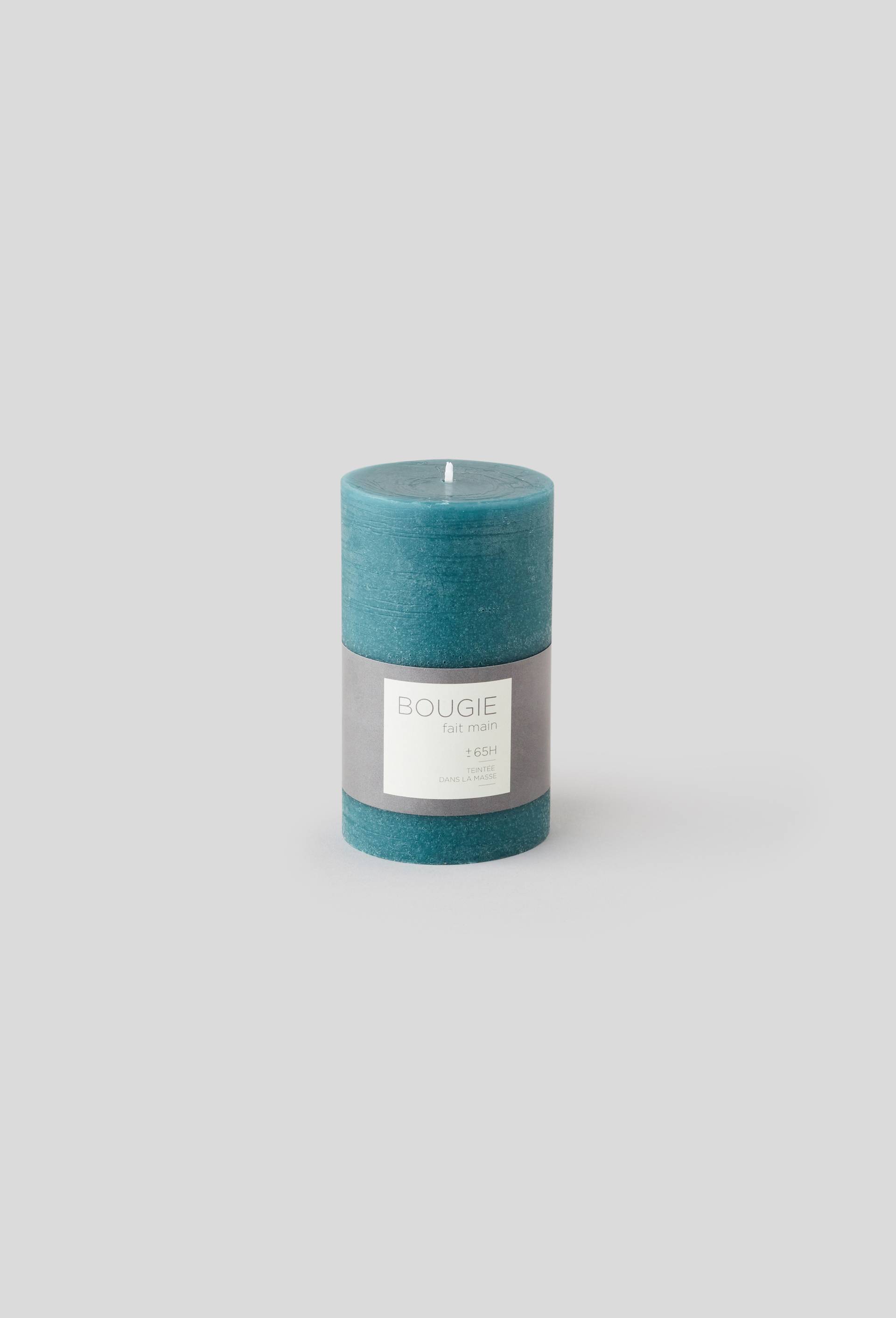 Bougie teintée dans la masse, 7xH12cm, en cire, BLEU, swatch image