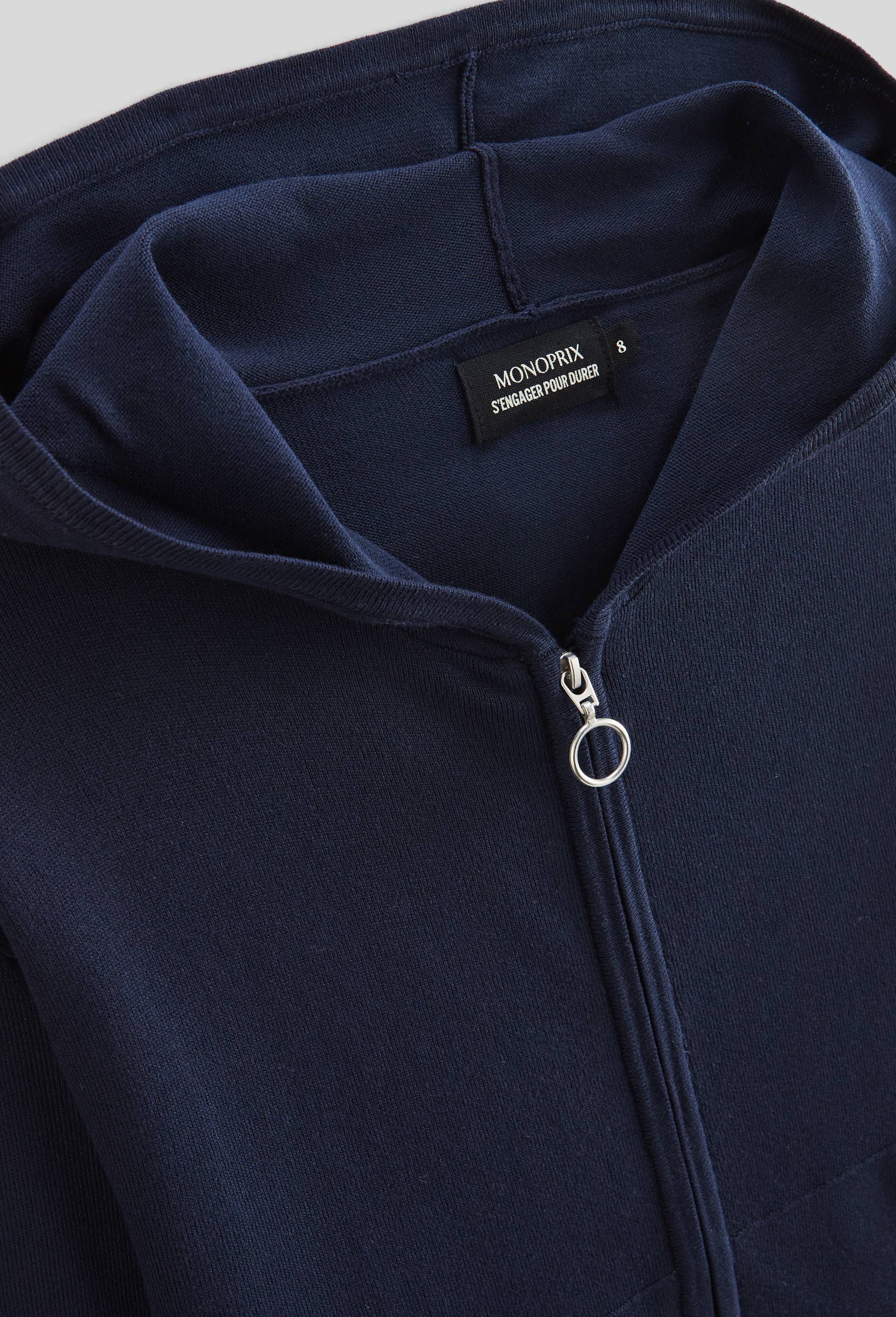Cardigan zippé à capuche, Bleu foncé, large image number 2.0