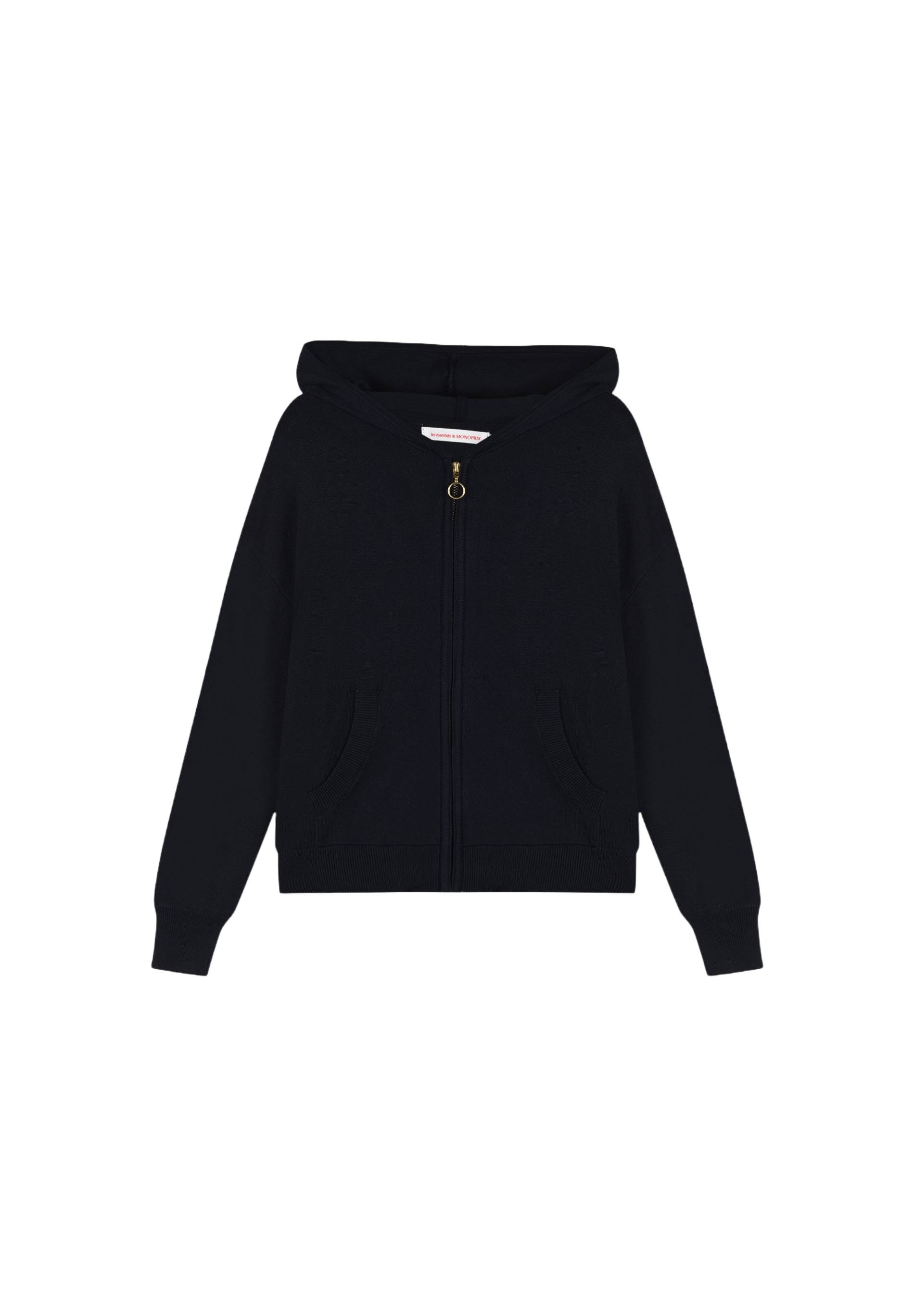 Cardigan zipp&eacute; &agrave; capuche, Bleu fonc&eacute;, large image number 3
