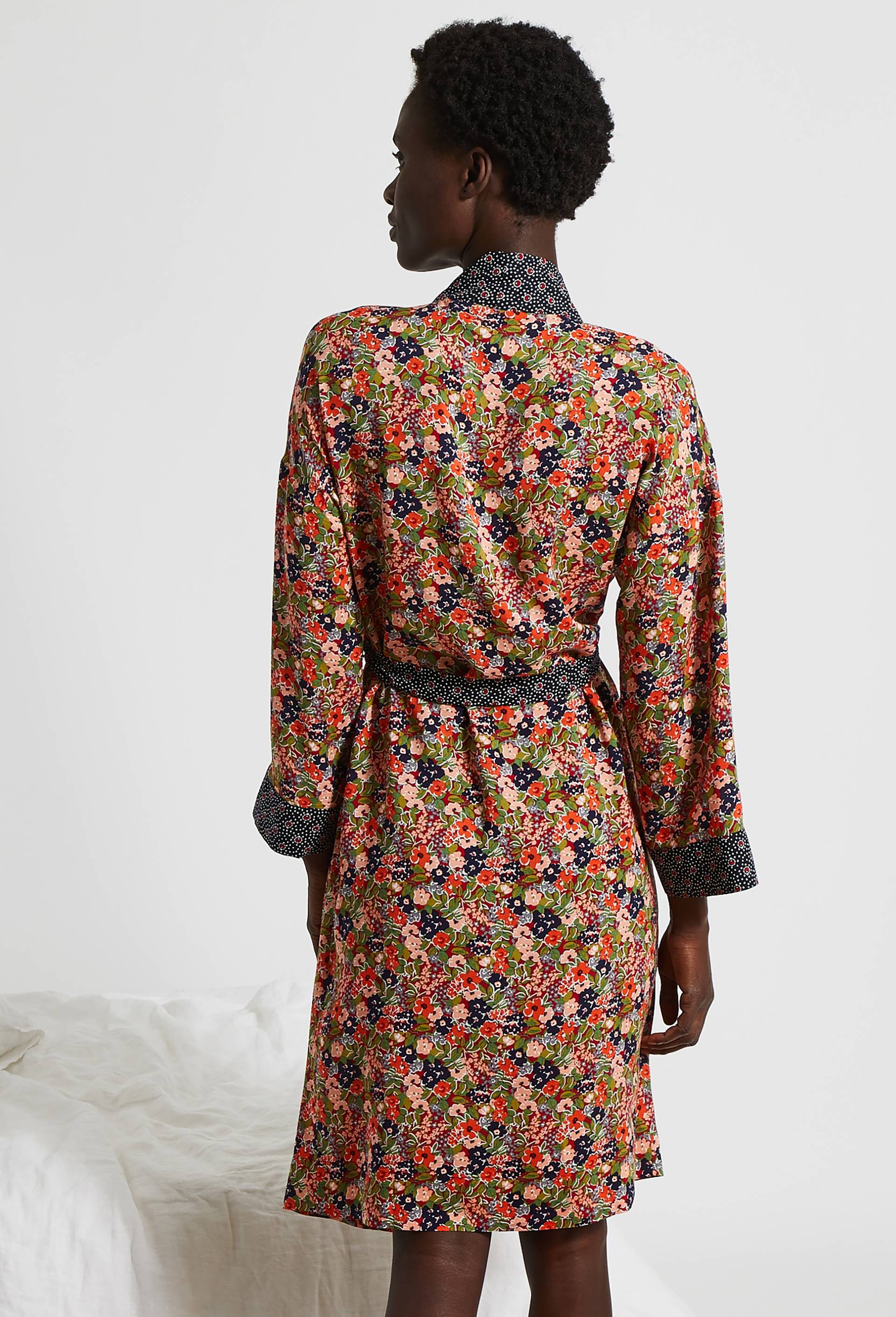 Kimono à imprimés contrastés, Ecovero, Rouge, large image number 1.0