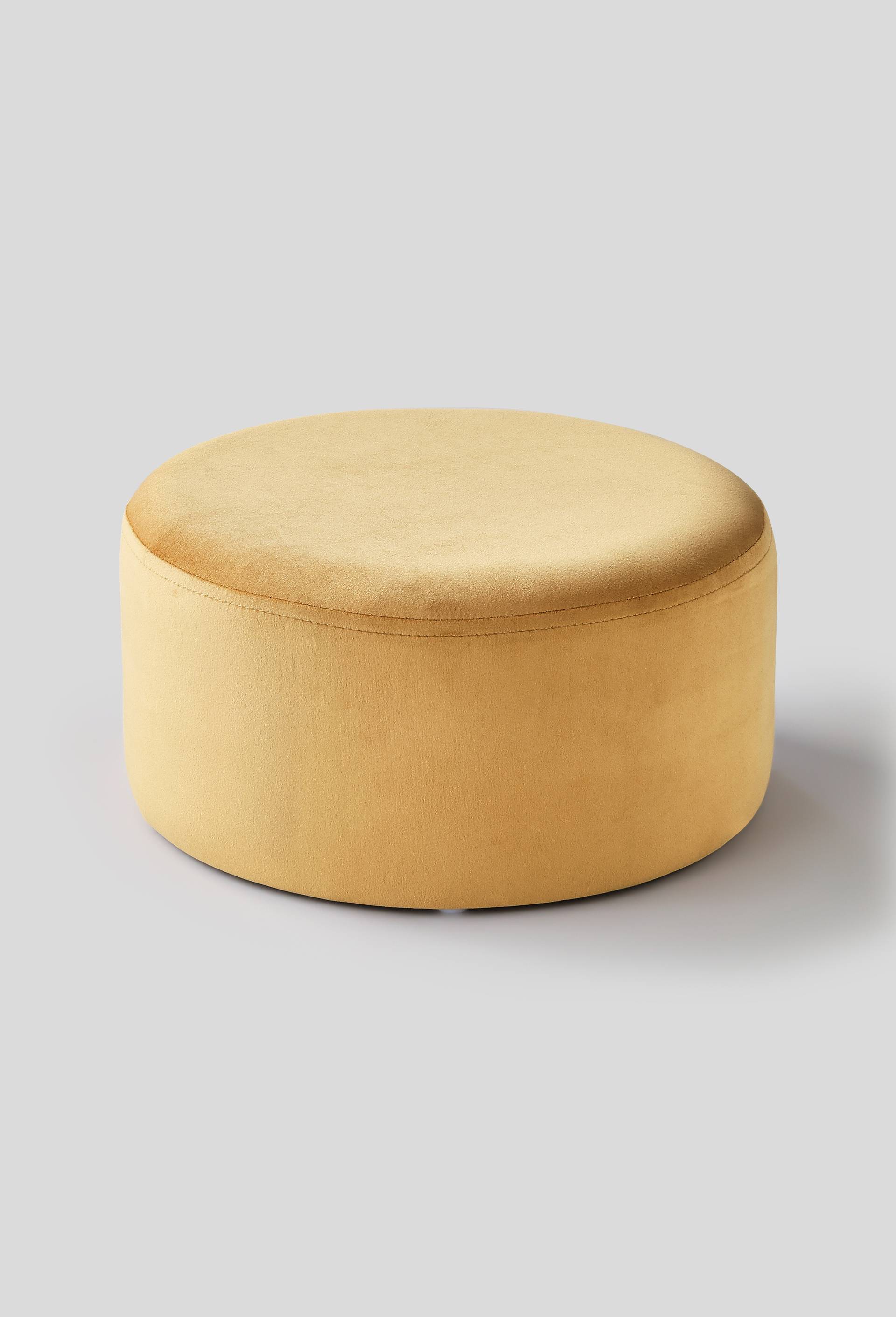 Pouf bas, rond, en velours, Brun clair, large image number 0