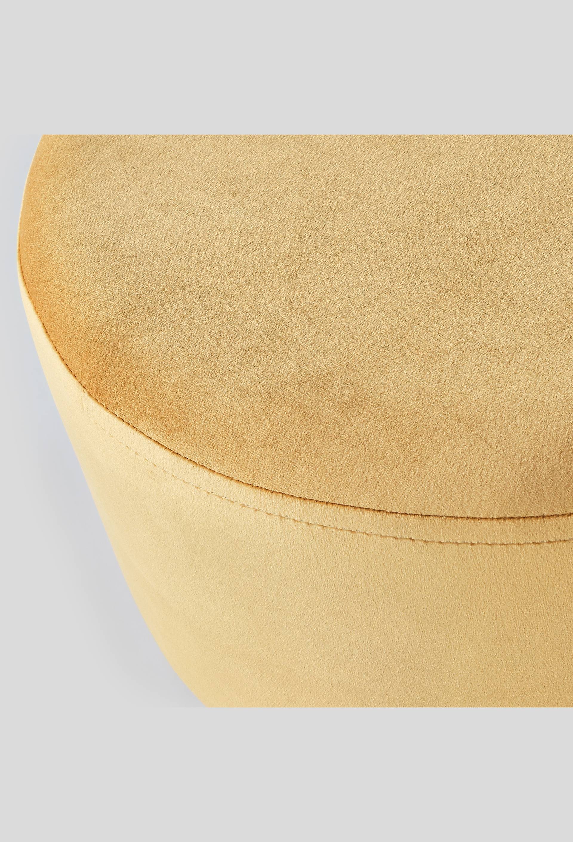 Pouf bas, rond, en velours, Brun clair, large image number 1