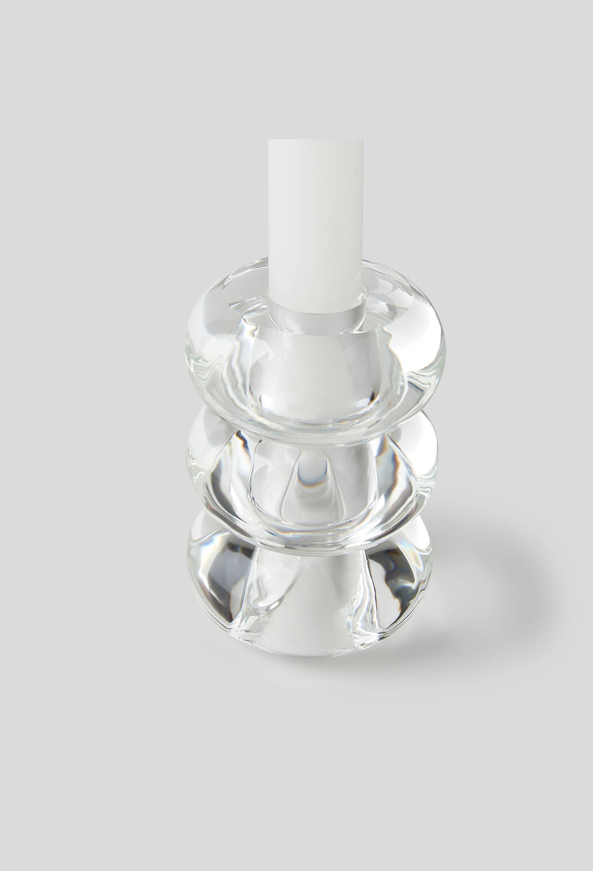 Bougeoir cylindrique bicolore, en cristal, Transparent, large image number 1