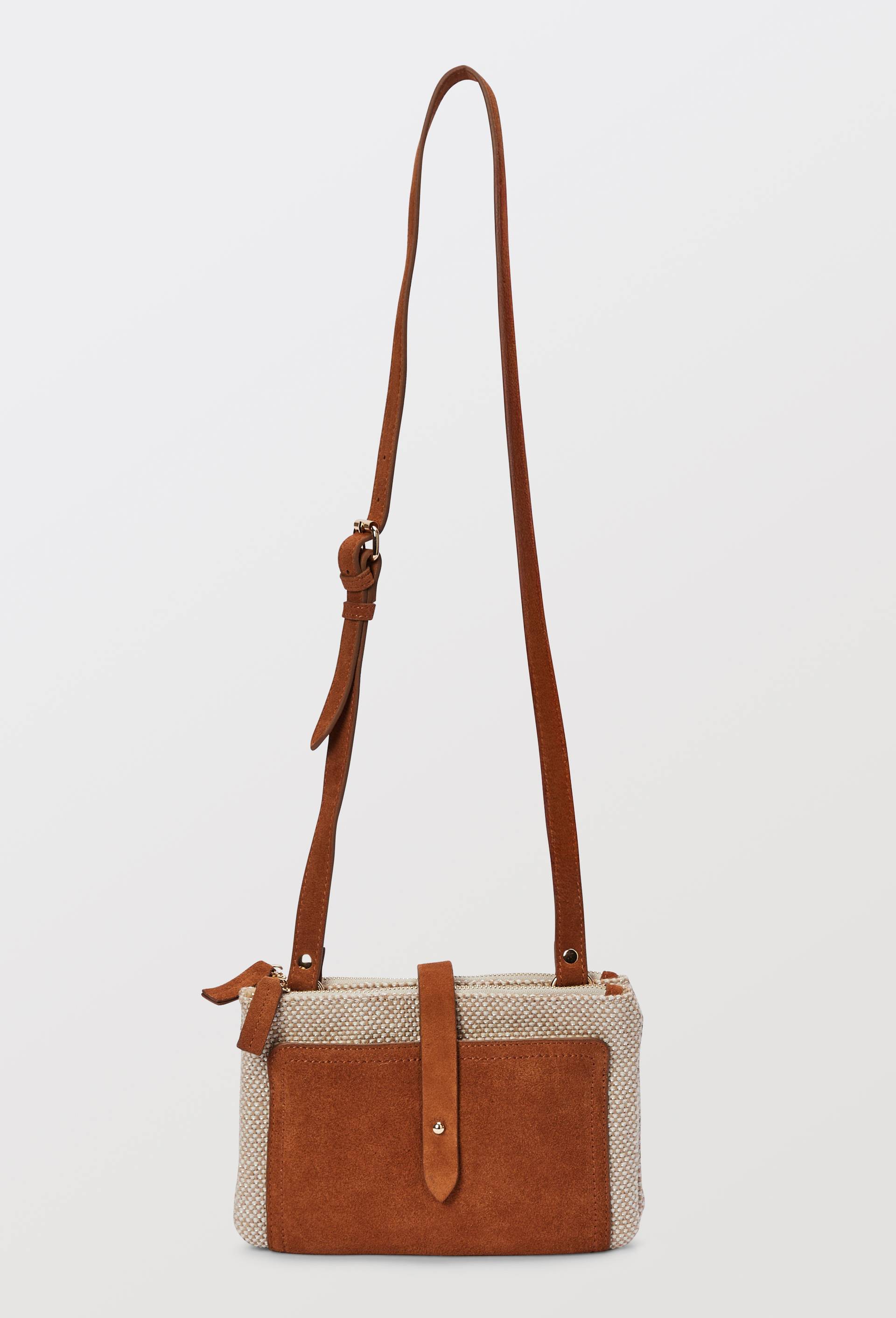 Sac porté travers double compartiment en jute lurex, Beige, large image number 0
